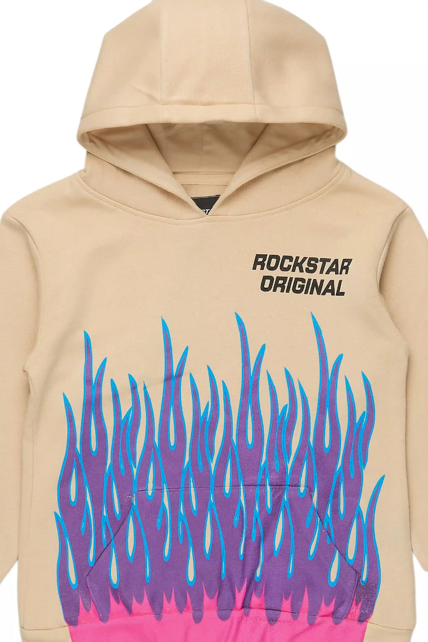 Boys Roeland Beige/Lavender Graphic Hoodie