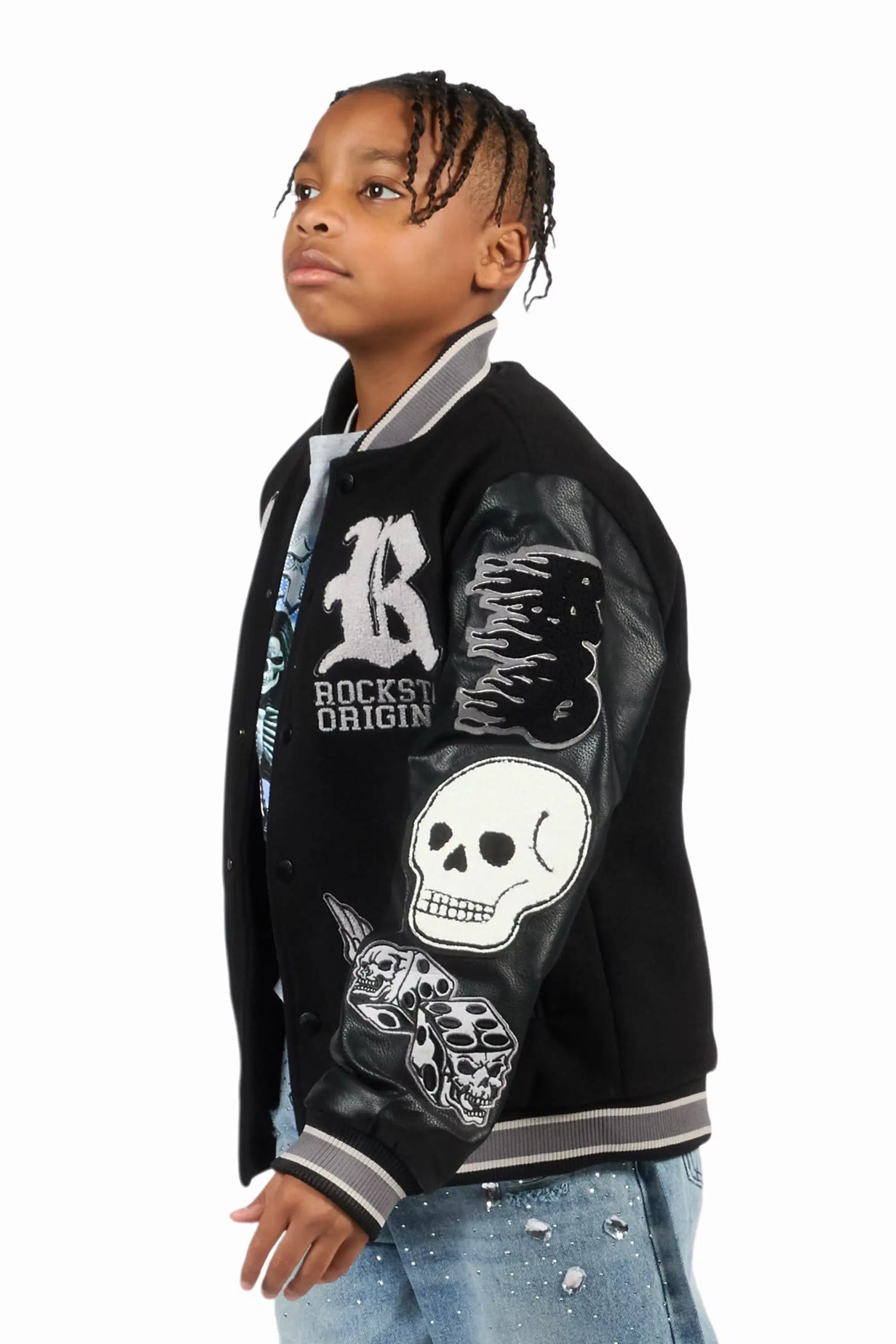 Boys Cavo Black Varsity Jacket