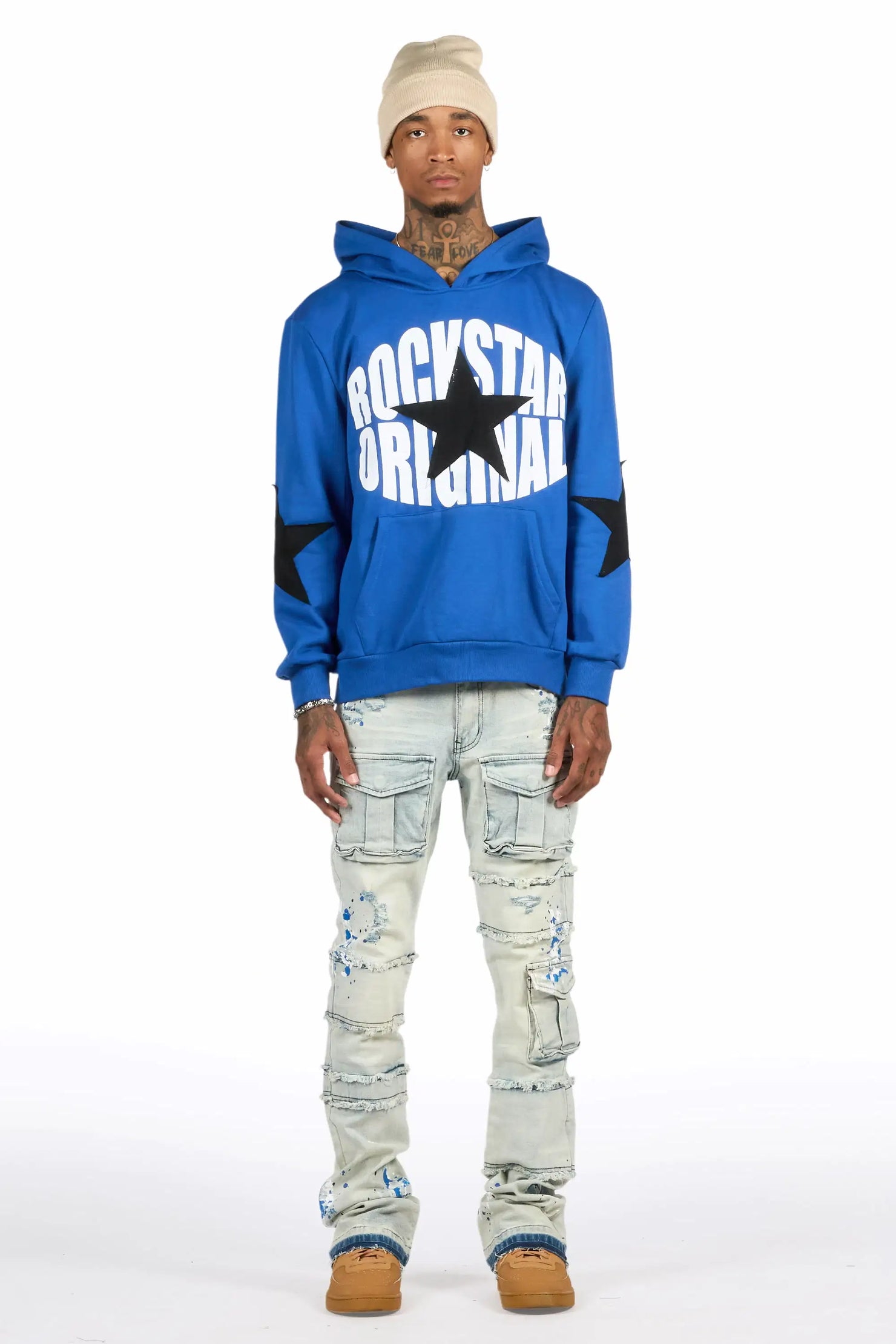 States 2.0 Royal/Light Blue Hoodie/Stacked Flare Jean Set