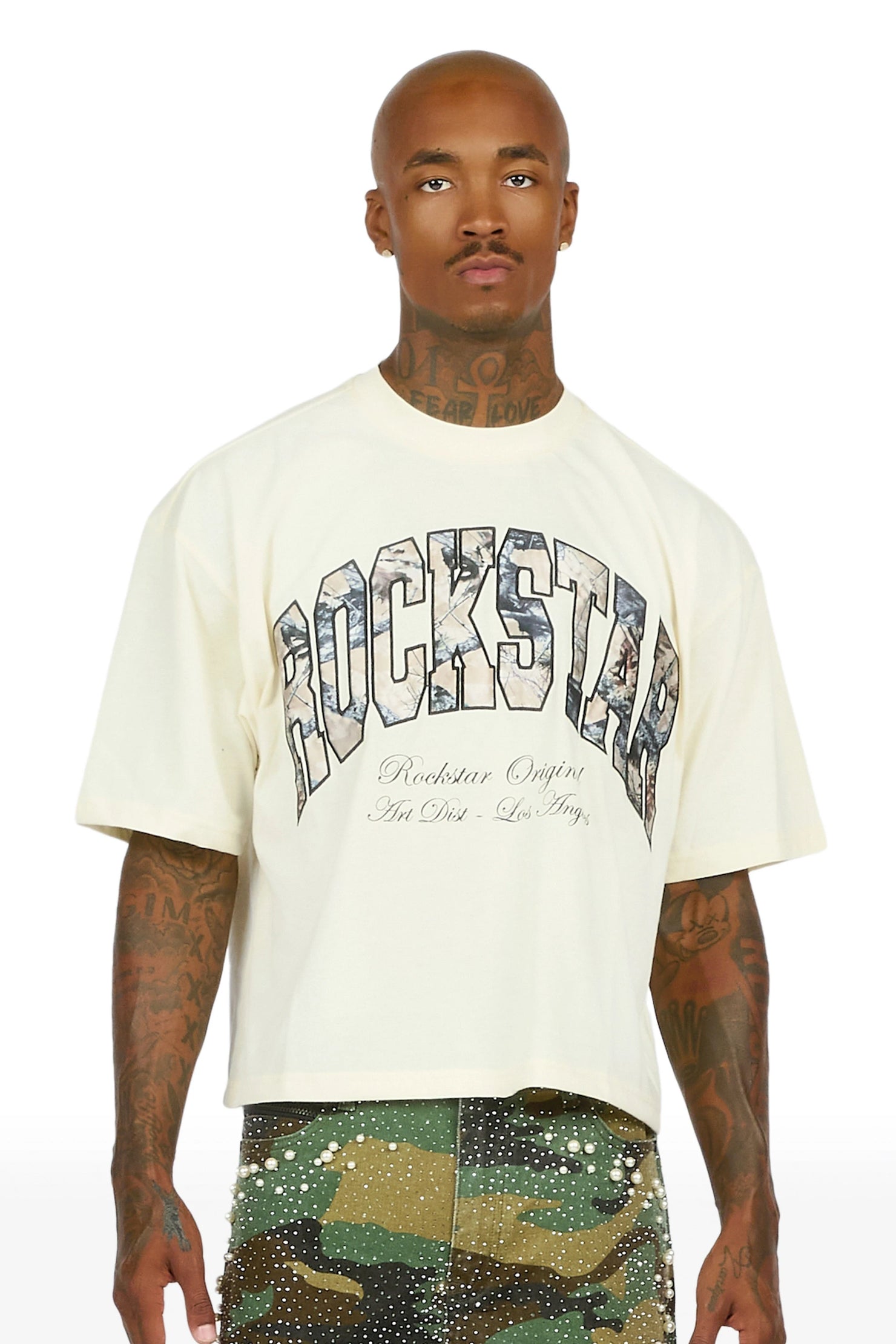 Alas Beige Boxy Crop Tee