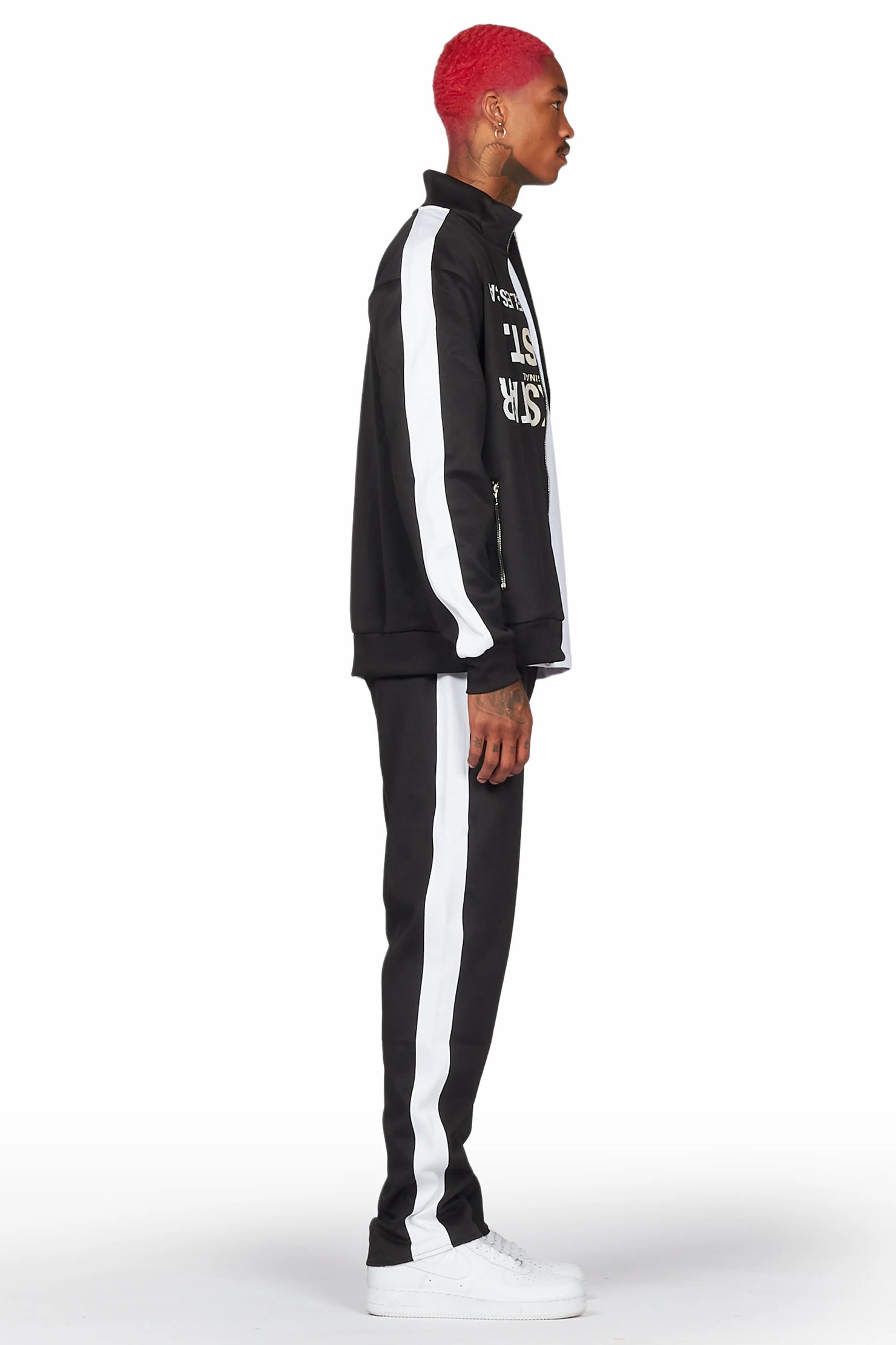 Dist. Town Black Slim Fit Tricot Track Set