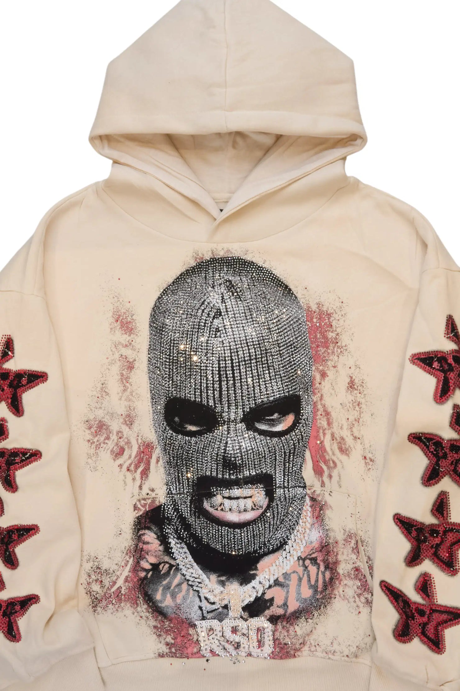 Ahsiyah Beige Rhinestone Hoodie