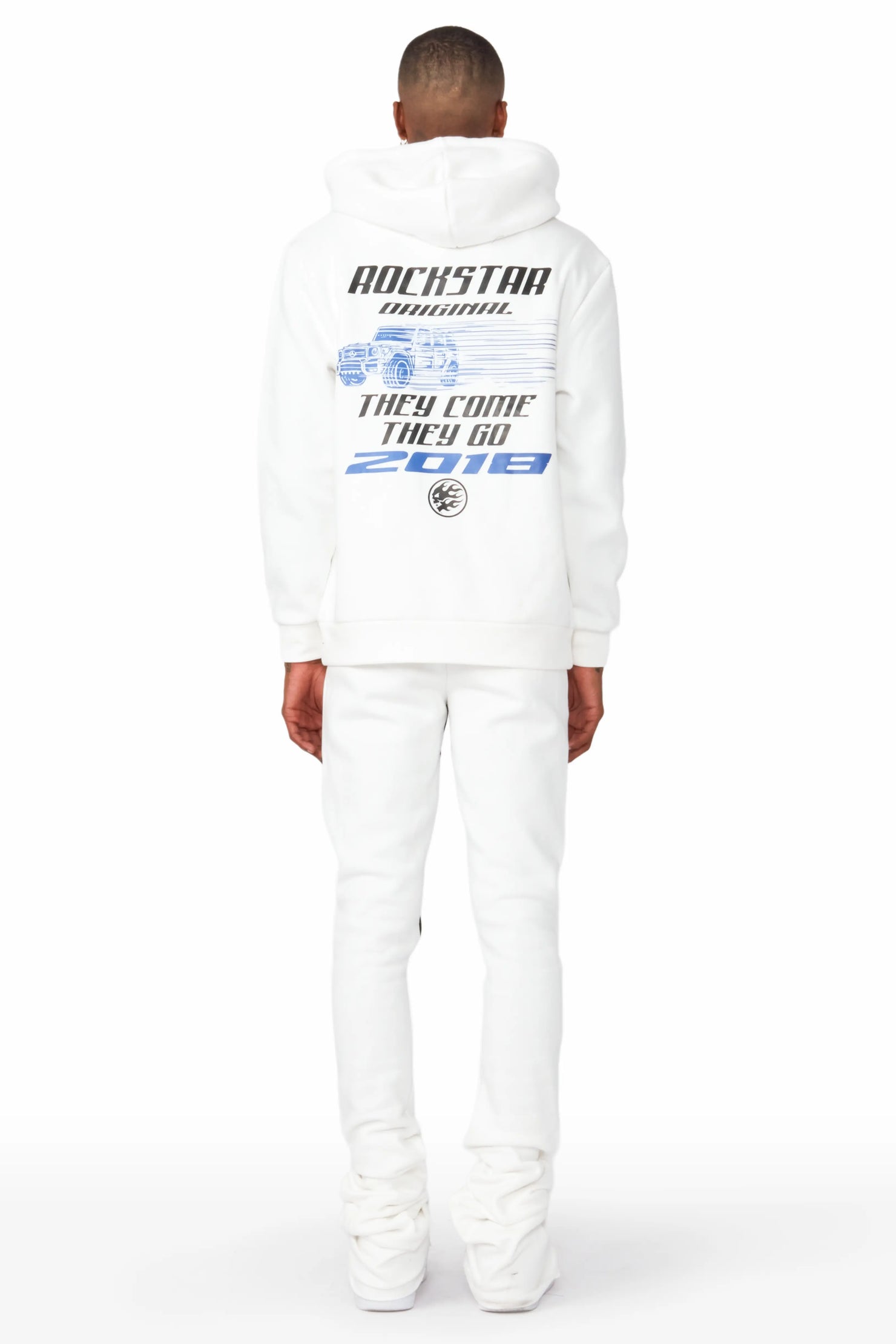 Milton Off White Graphic Hoodie/Super Stacked Flare Pant Set