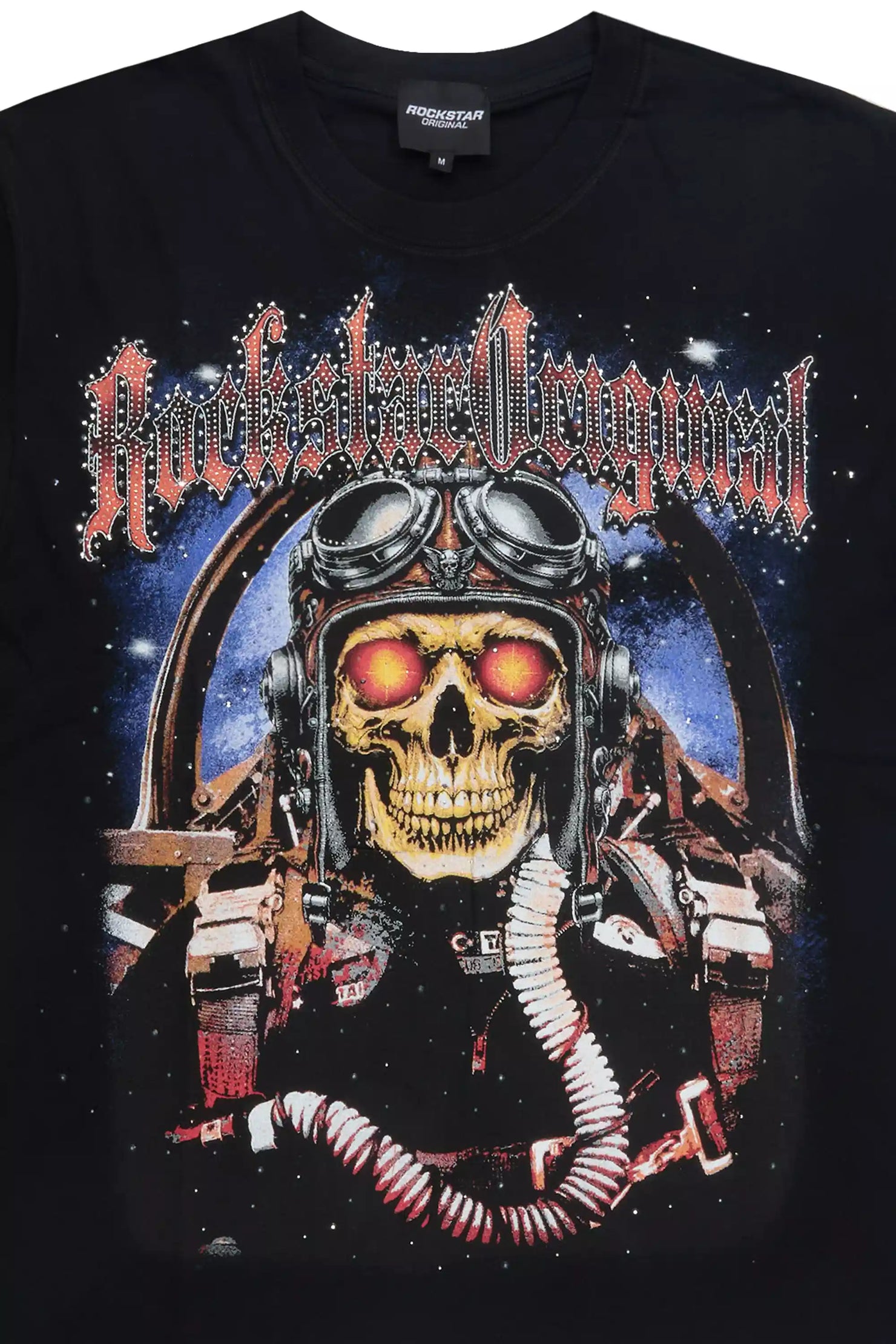 Airhart Black Graphic Rhinestone T-Shirt