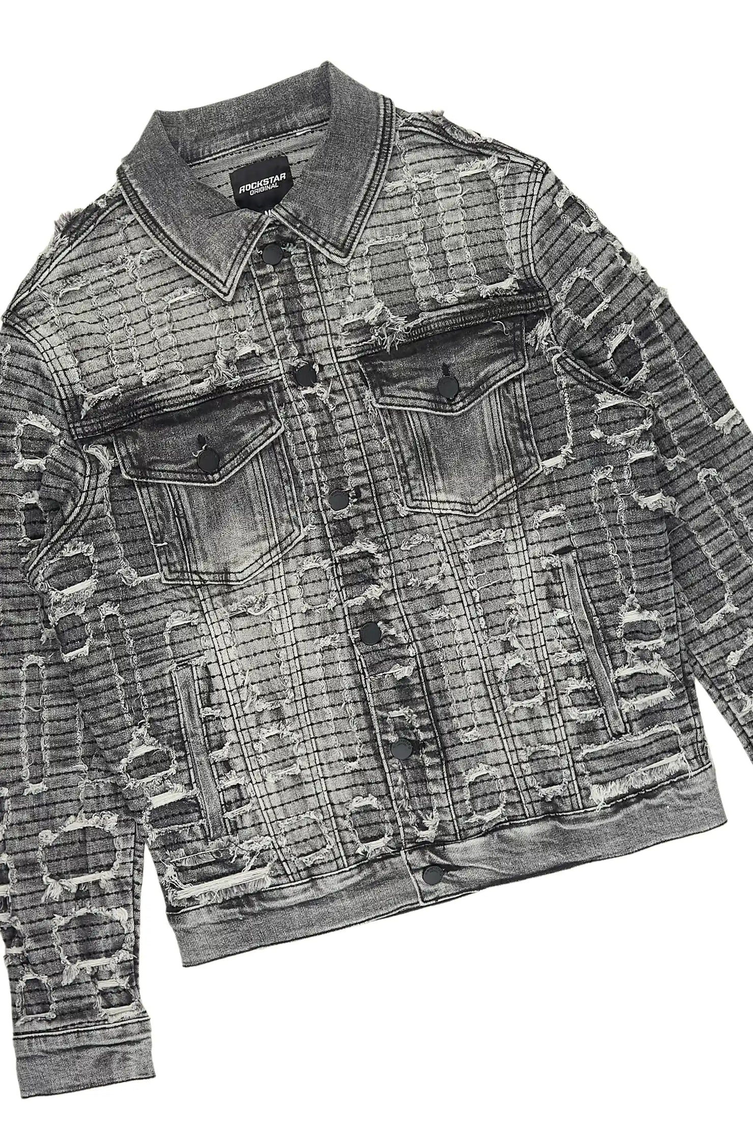 Gribo Grey Denim Jacket/Stacked Flare Jean Set