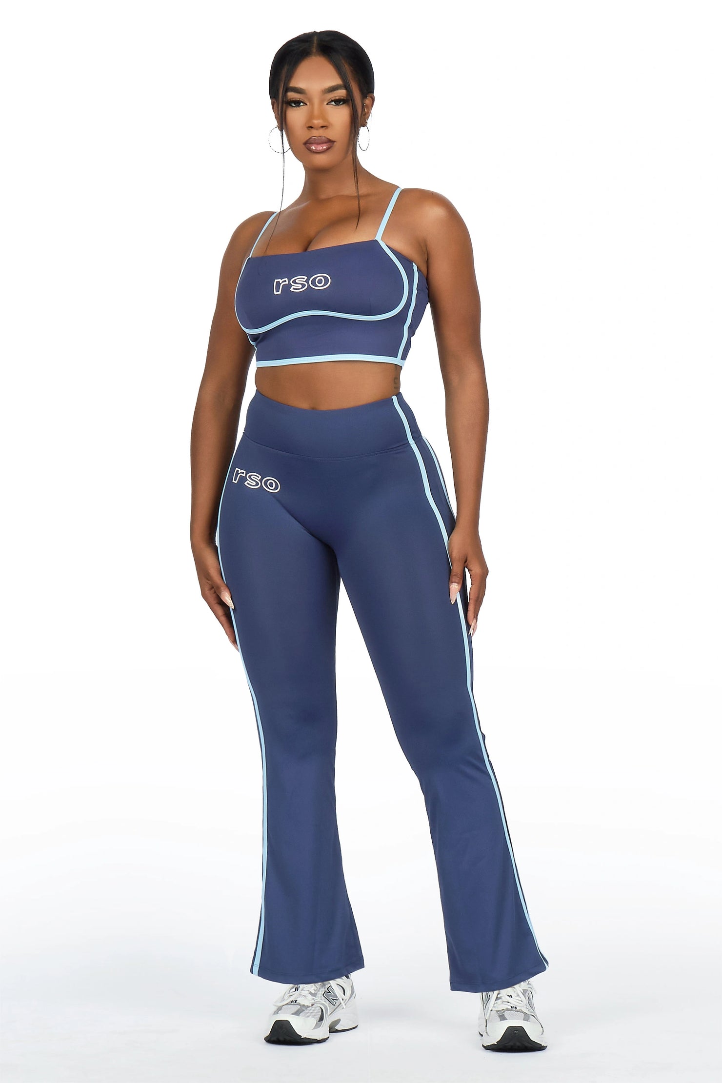 Karmen Navy Tank Active Flare Pant Set