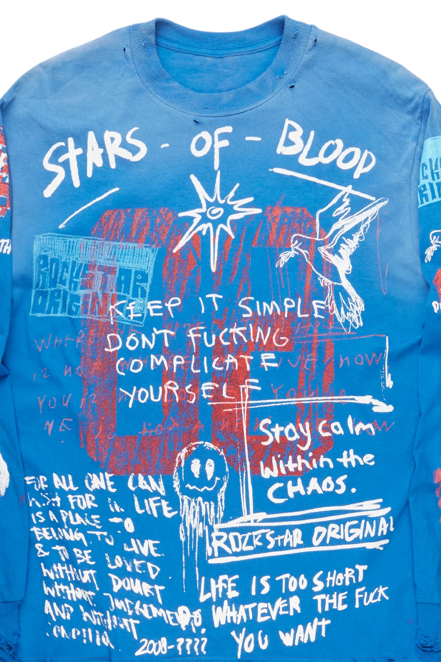 Gabin Royal Blue Long Sleeve Graphic T-Shirt