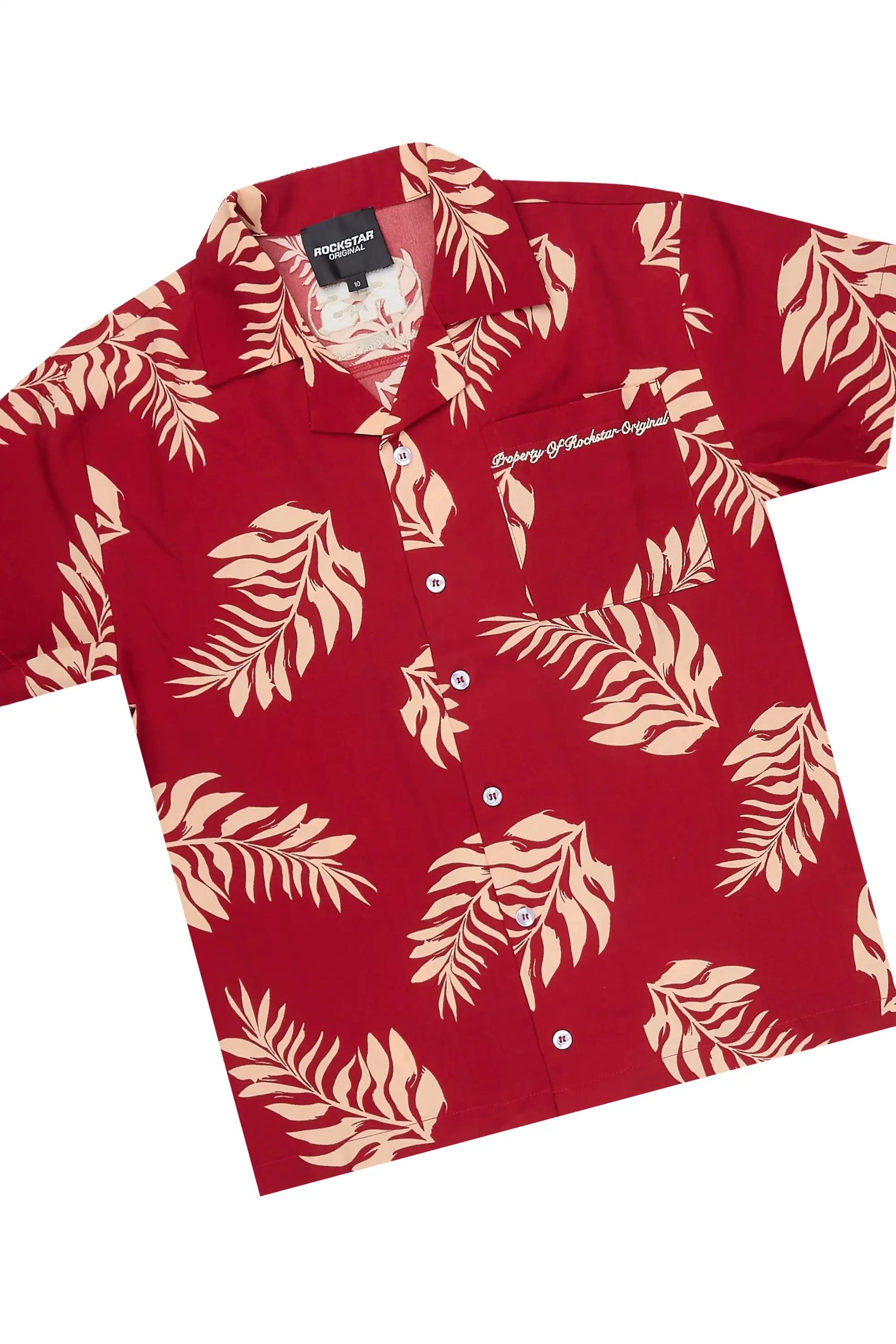 Boys Puka Red/Cream Button Down Shirt/Short Set