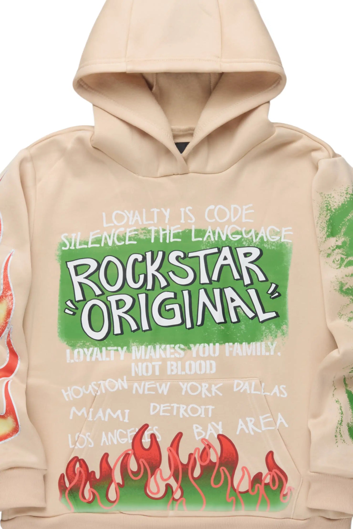 Boys Beno Beige Graphic Hoodie