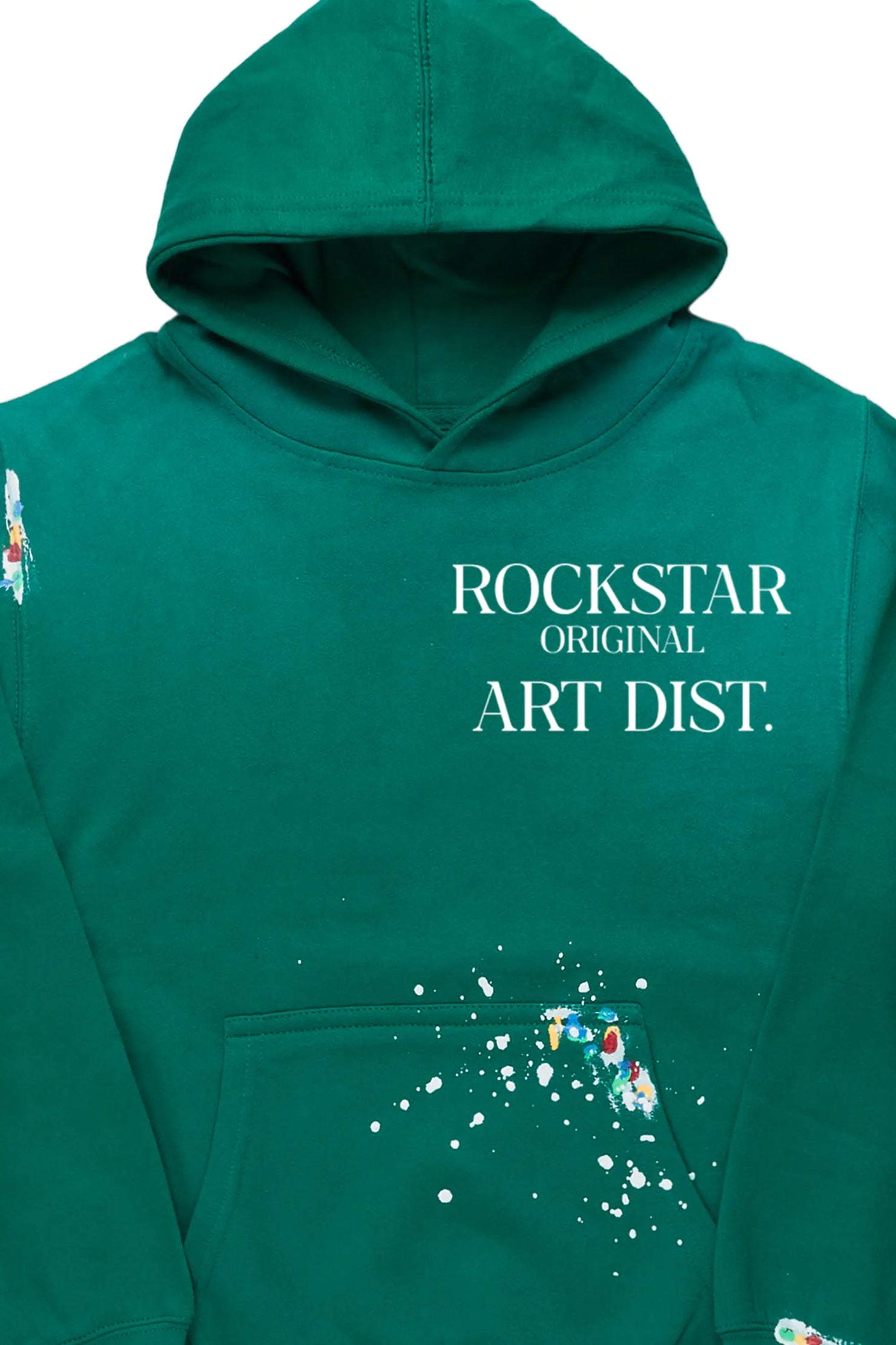 Boys Rockstar Art Dist. Green Graphic Hoodie