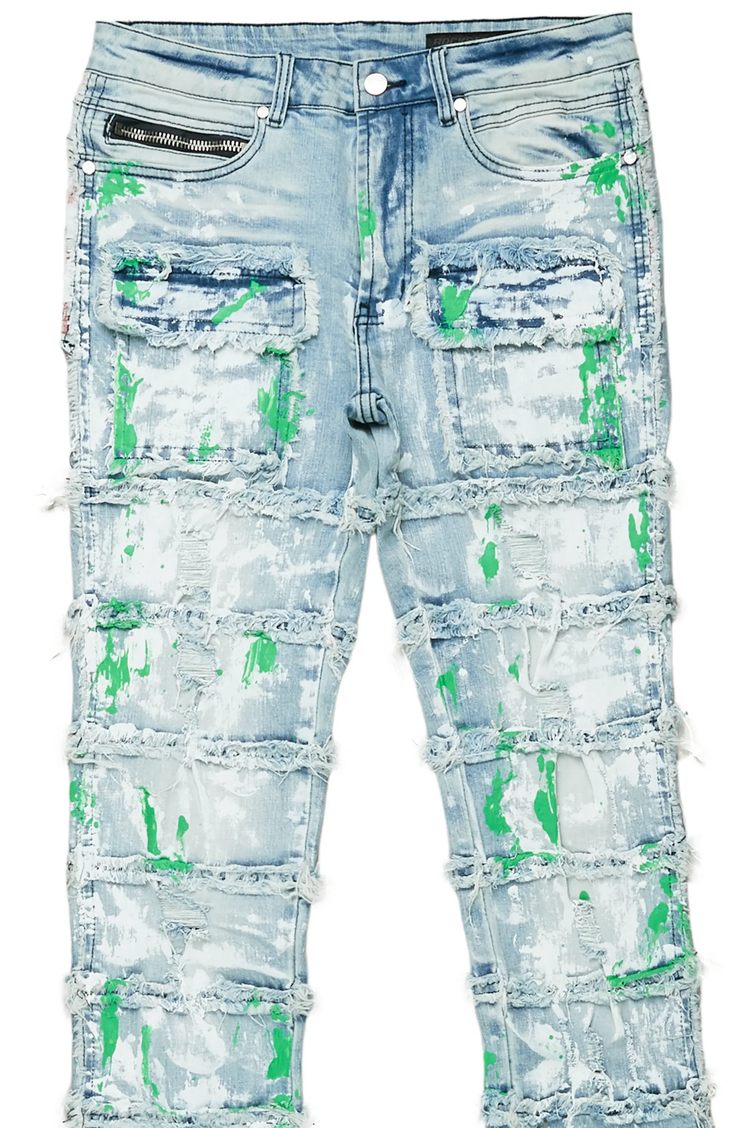 Jadin Blue Painter Stacked Flare Jean