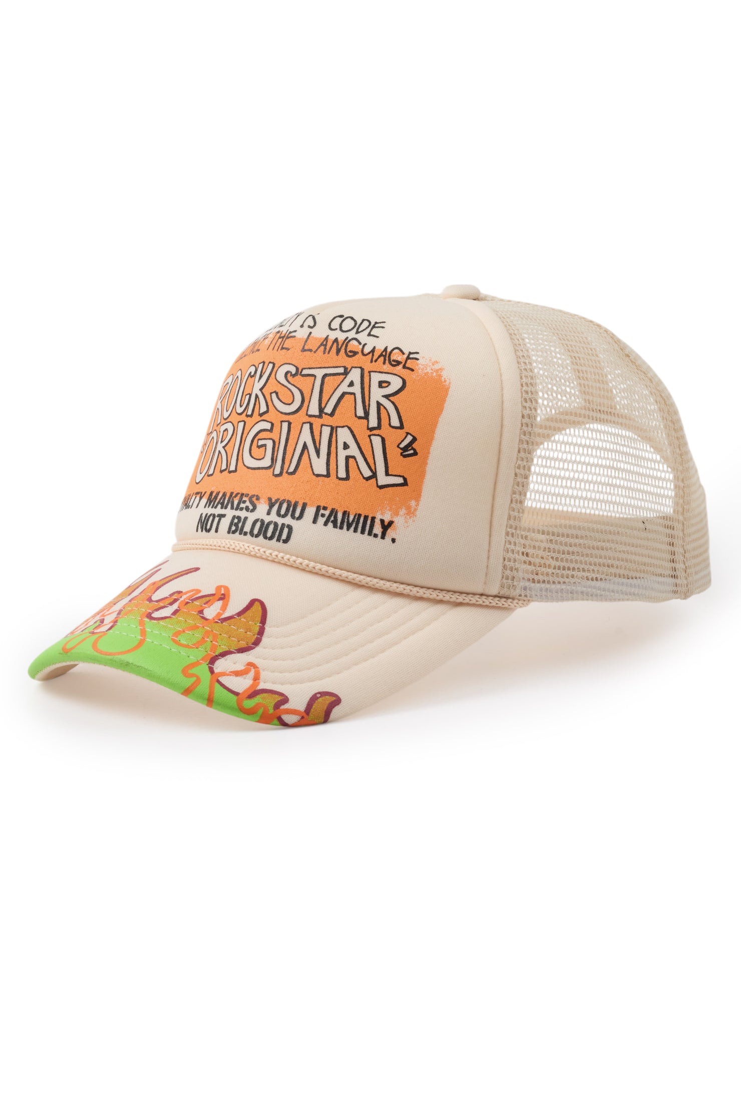 Beno Khaki Flames Graphic Trucker Hat