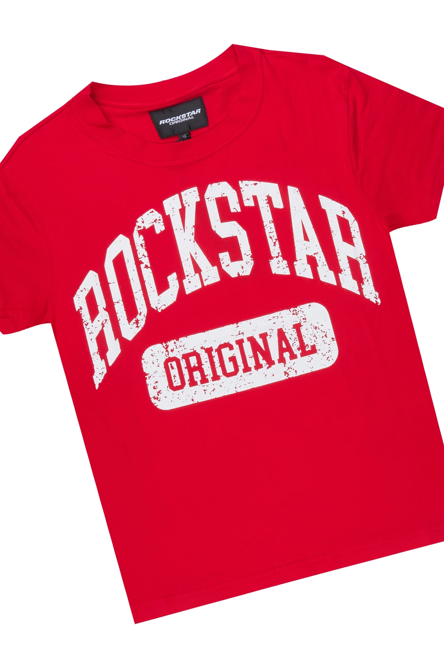 Boys Member Red Oversized T-Shirt/Short Set