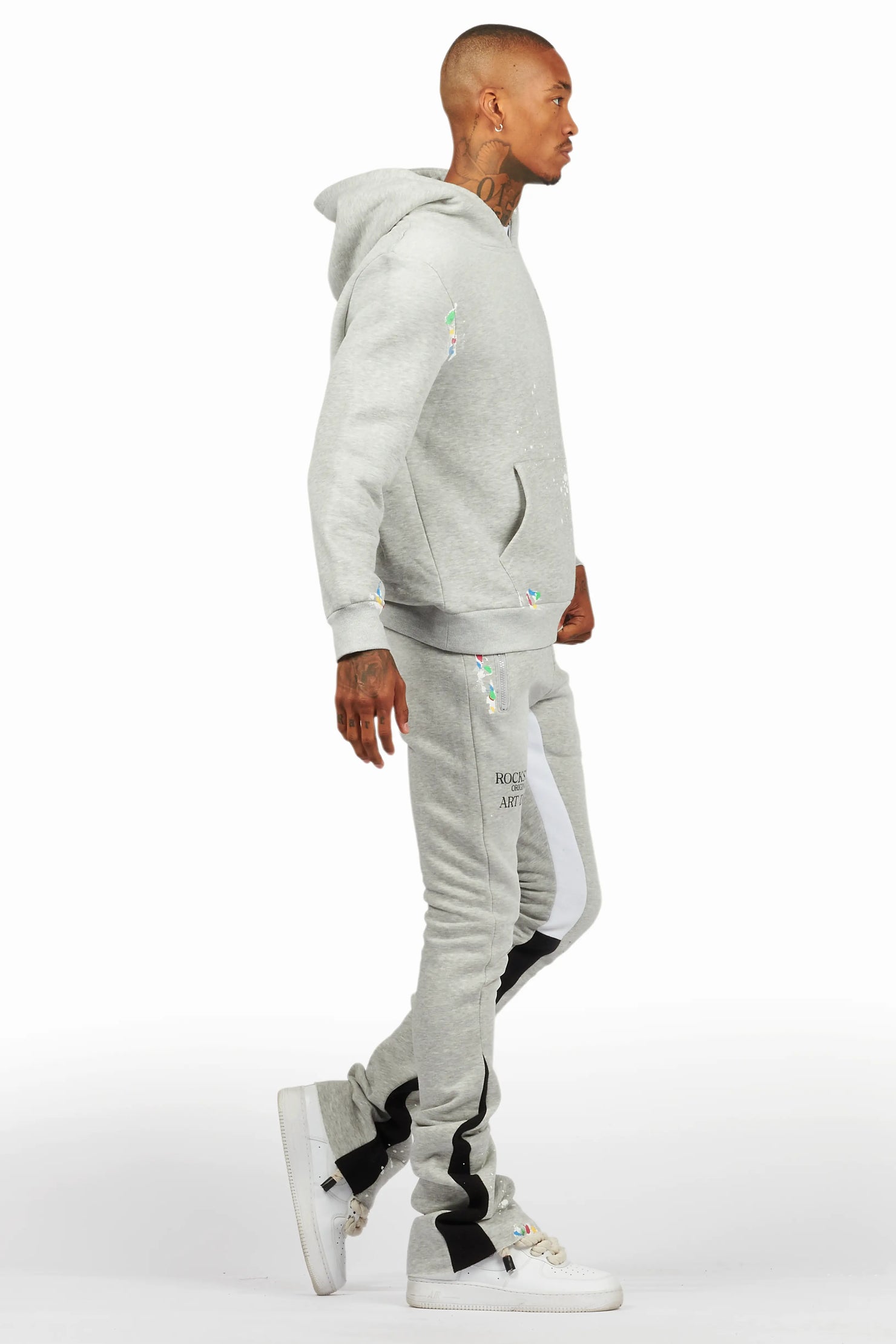 Rockstar Art Dist. Heather Grey Hoodie/Stacked Flare Set