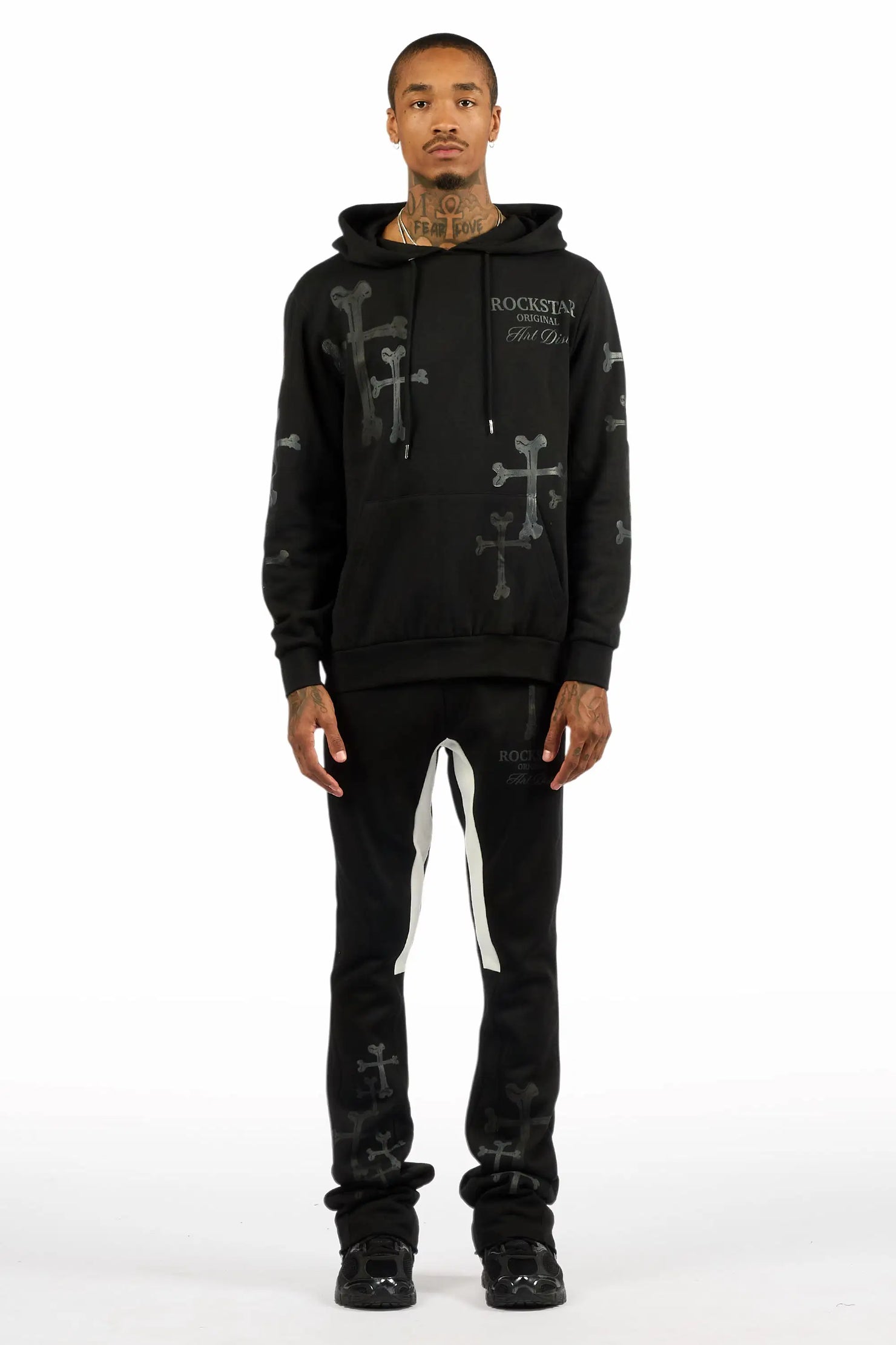 Olivier Black Hoodie/Stacked Flare Track Set