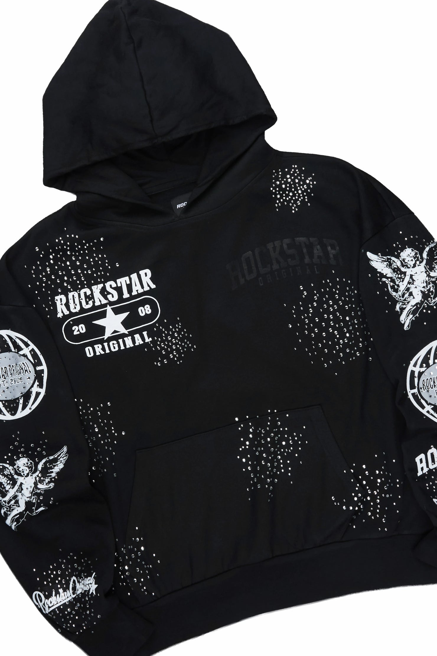 Gutta 2.0 Black Rhinestone Hoodie Relaxed Track Set