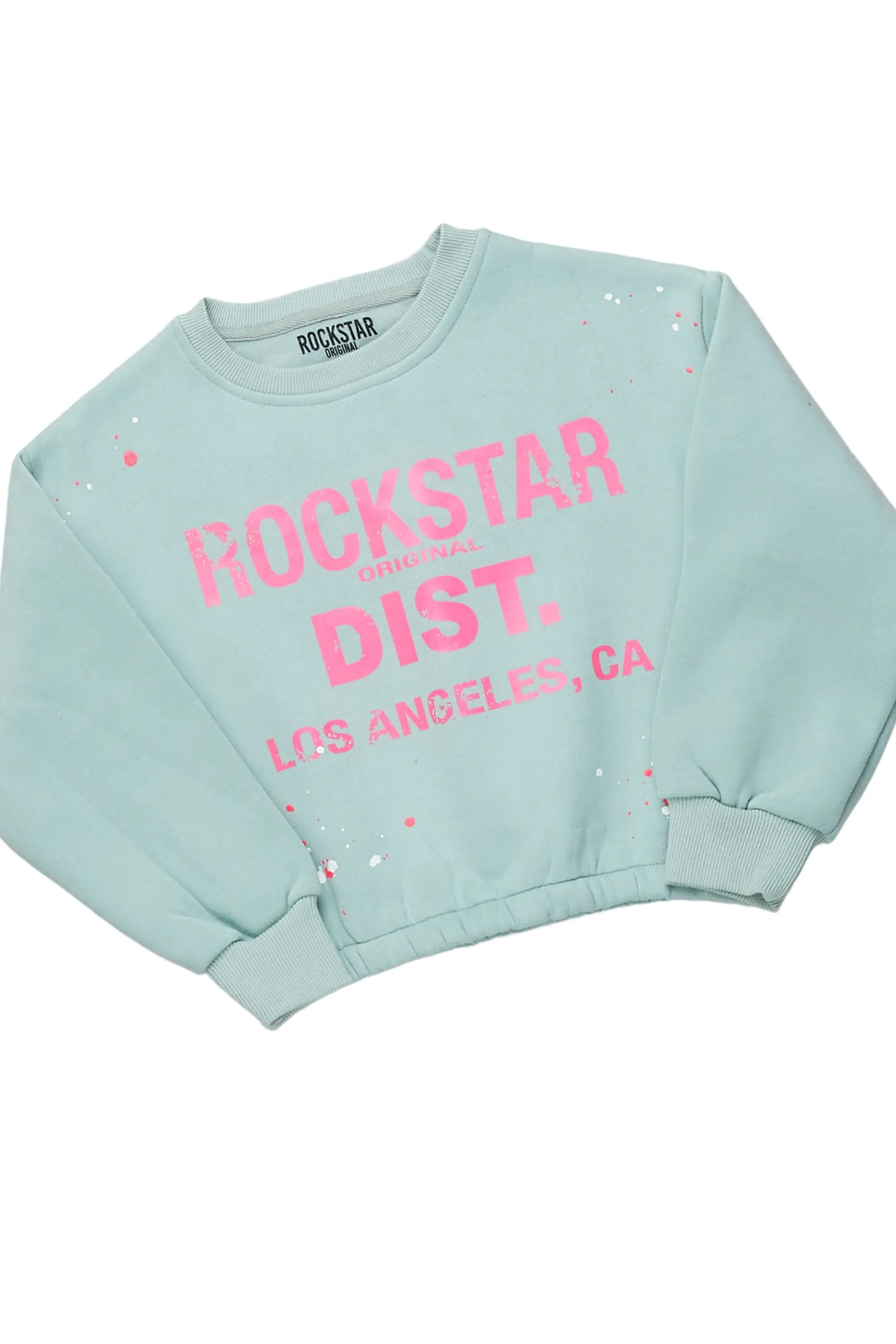 Girls Calissa Sage Crop Top Short Set