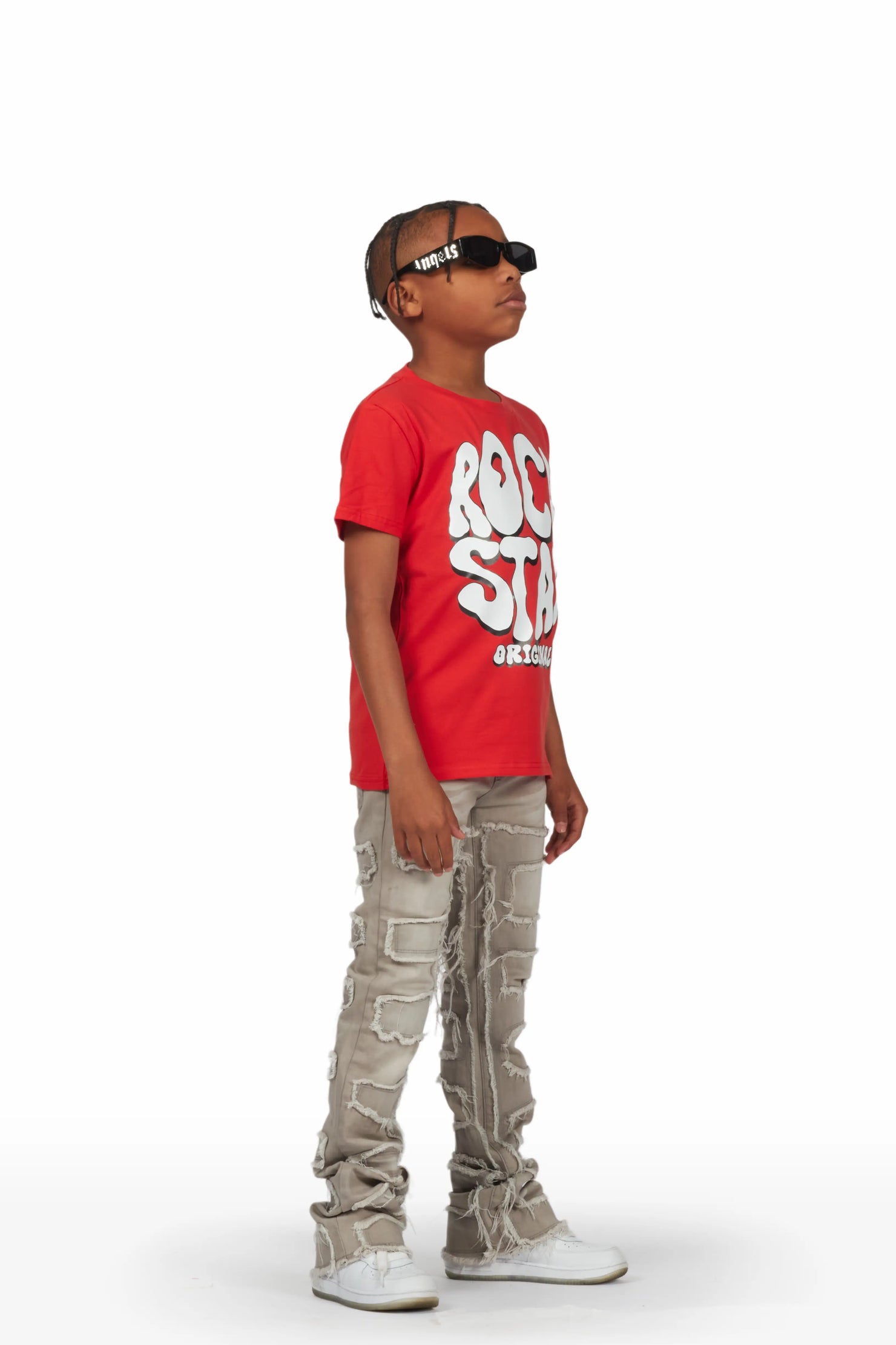 Boys Shake Grey Stacked Flare Jean