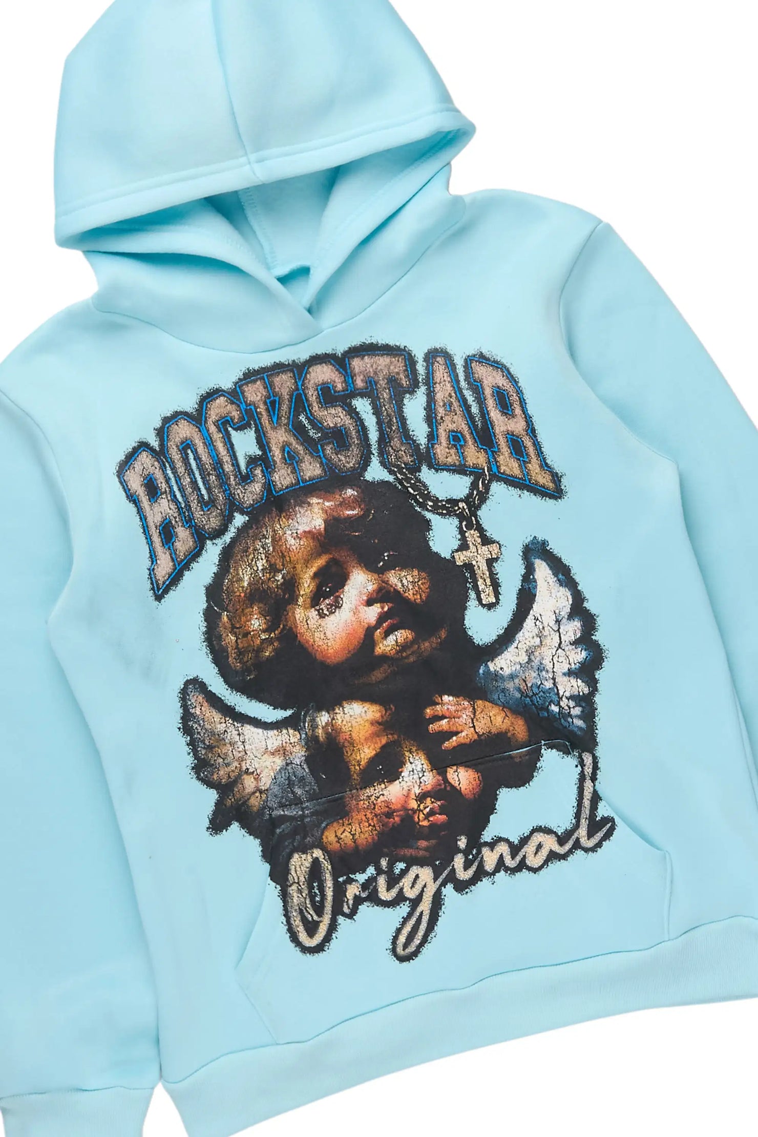 Girls Jovala Light Blue Hoodie/Stacked Flare Track Set