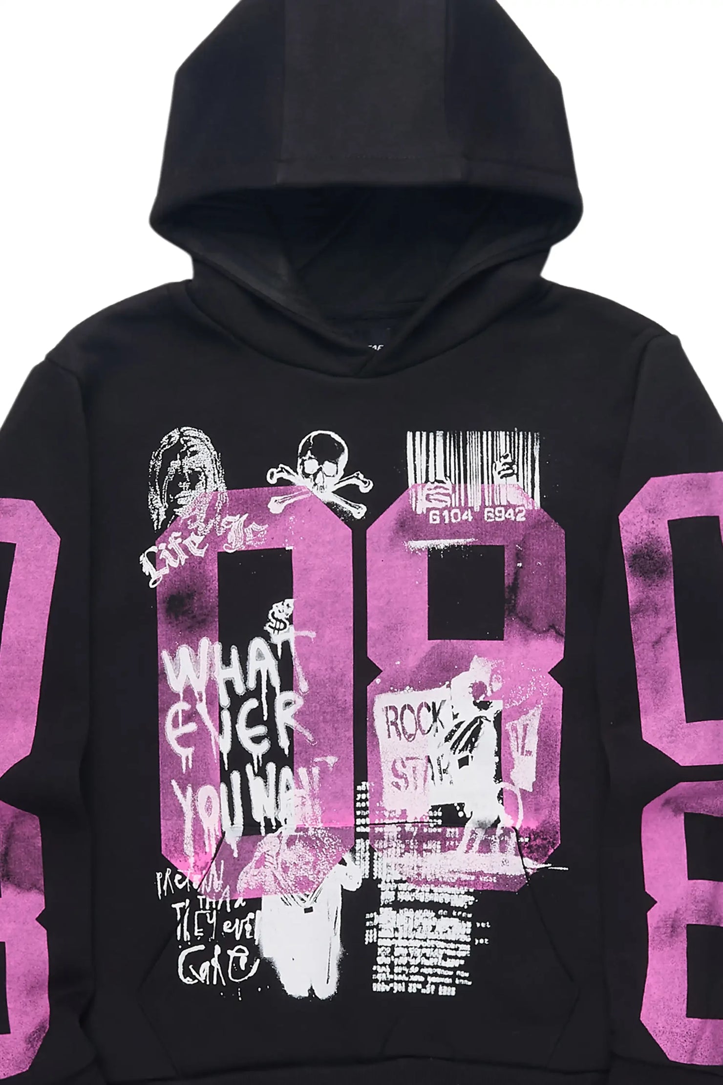Boys Beau Black/Pink Graphic Hoodie