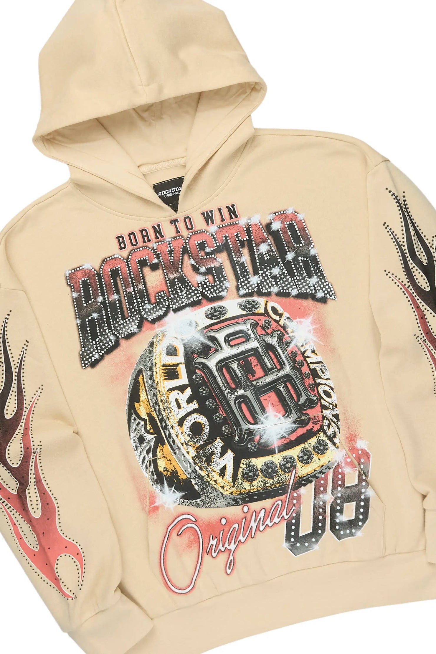 Glans Beige Hoodie/Baggy Pant Track Set