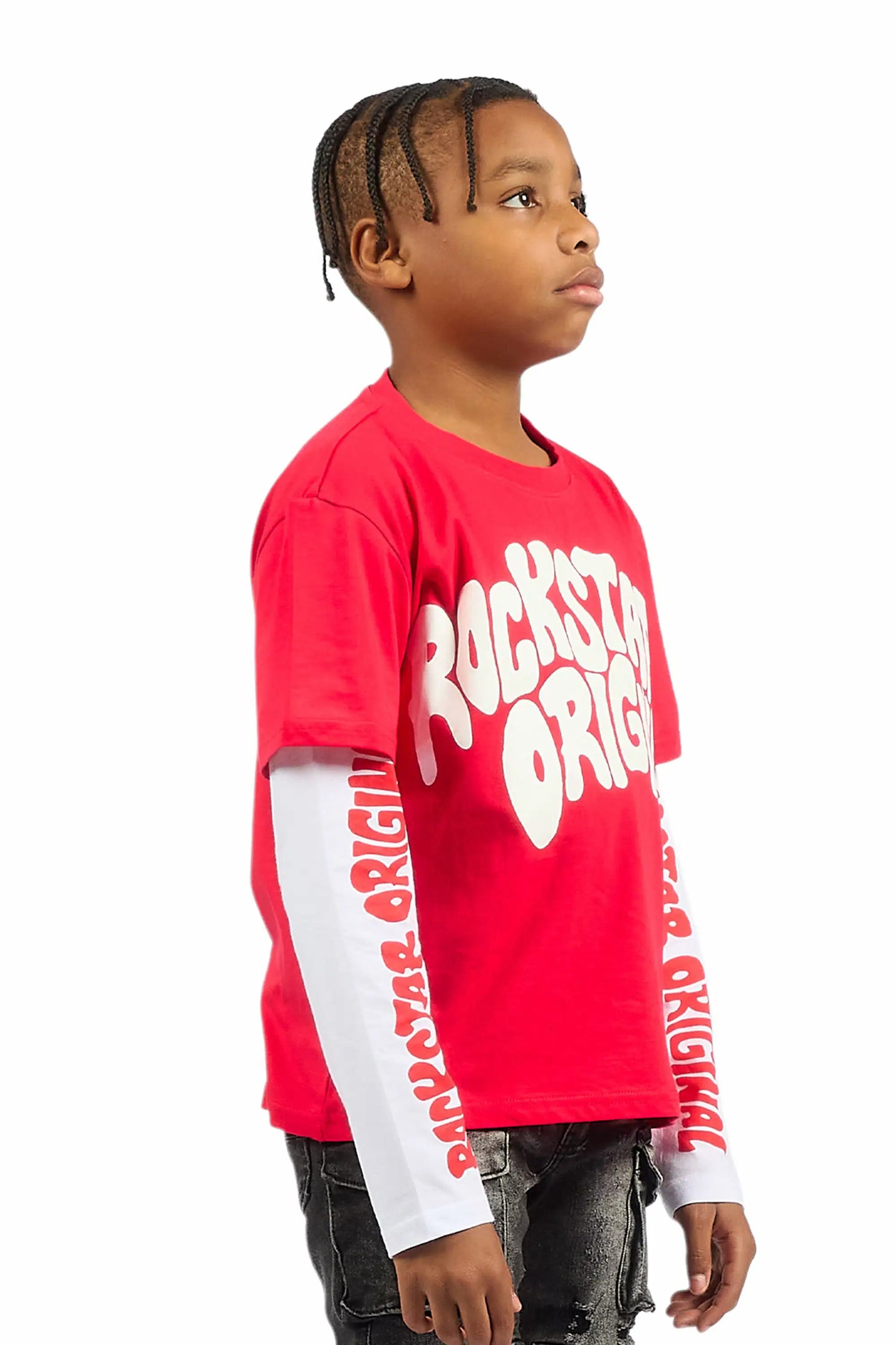 Boys Monit Red/White Double Layer Graphic T-Shirt