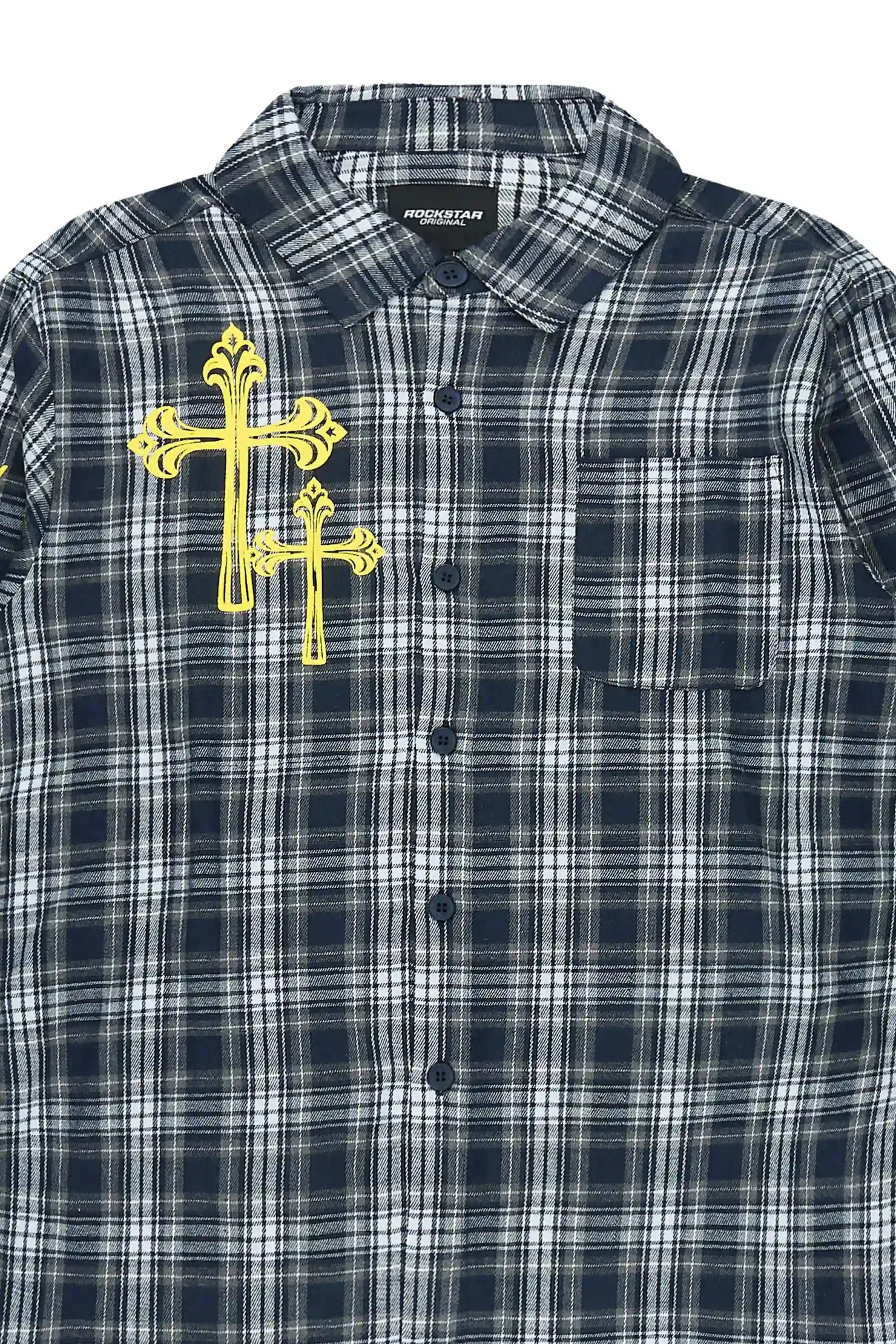 Helder Navy Flannel Long Sleeve Shirt
