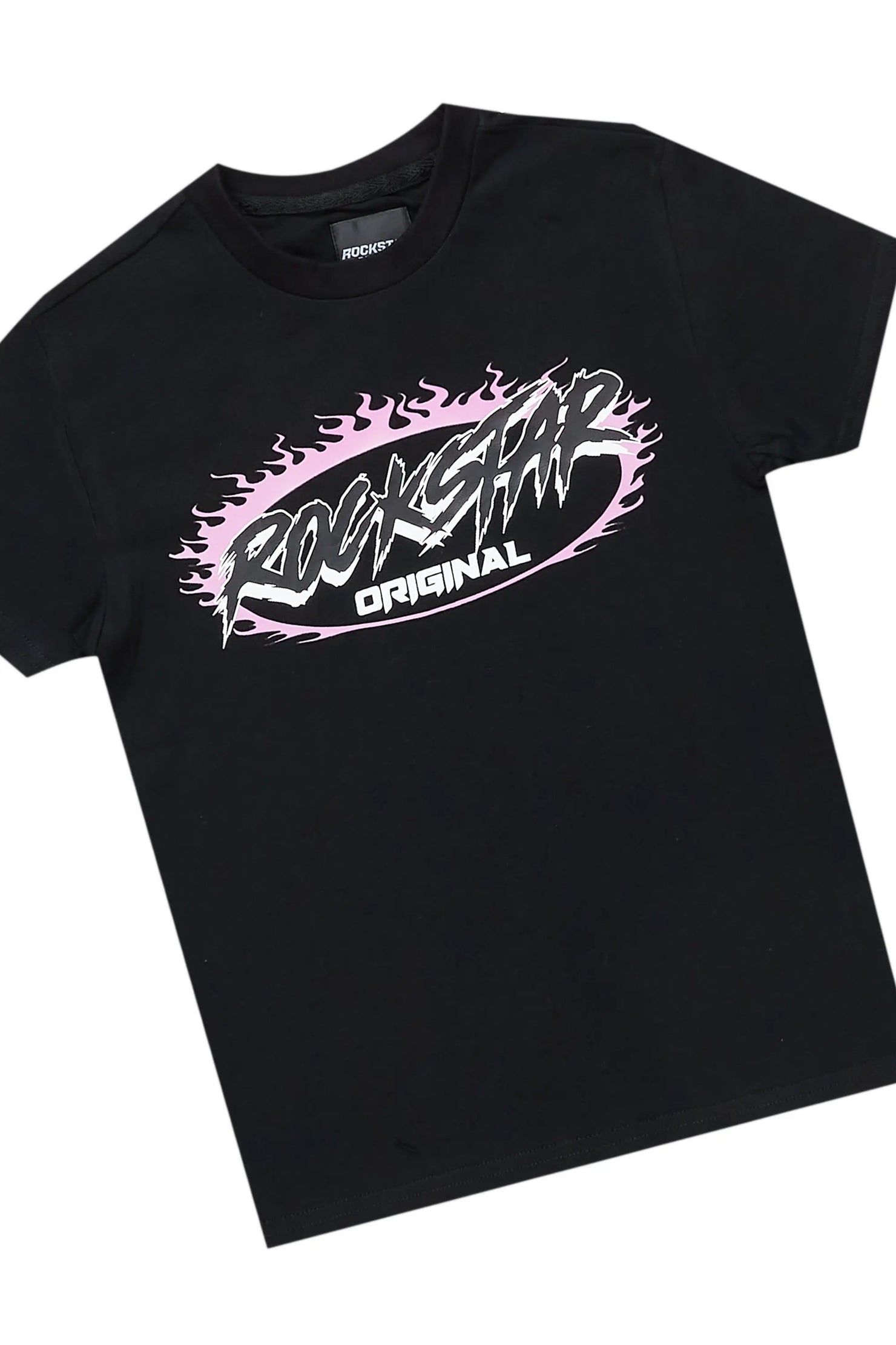 Boys Samael Black T-Shirt/Stacked Flare Jean