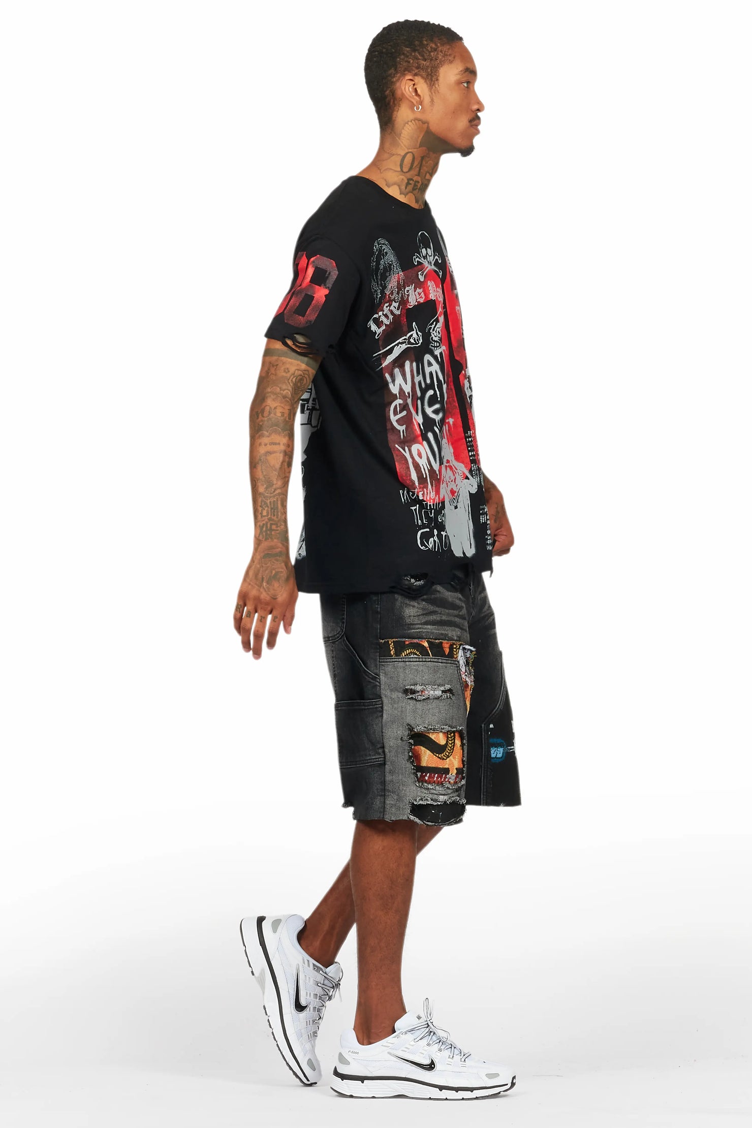 Grill Black T-Shirt/Denim Short Set