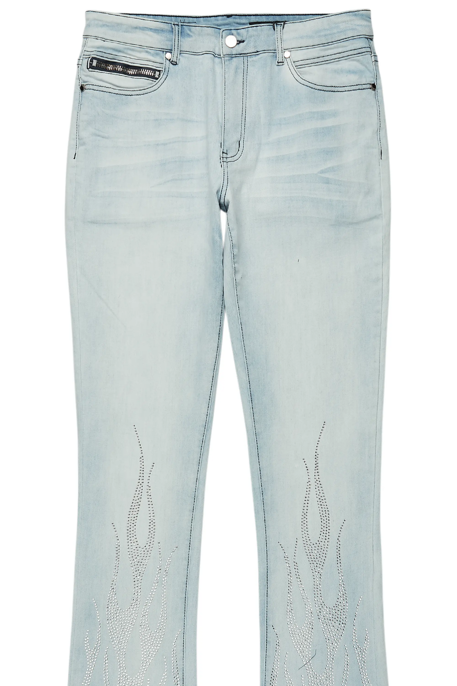 Samba Blue Rhinestone Stacked Flare Jean