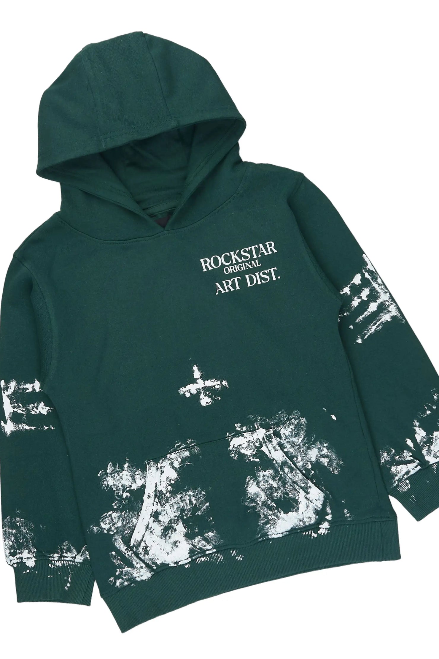 Boys Filip Green/White Hoodie/Stacked Flare Track Set