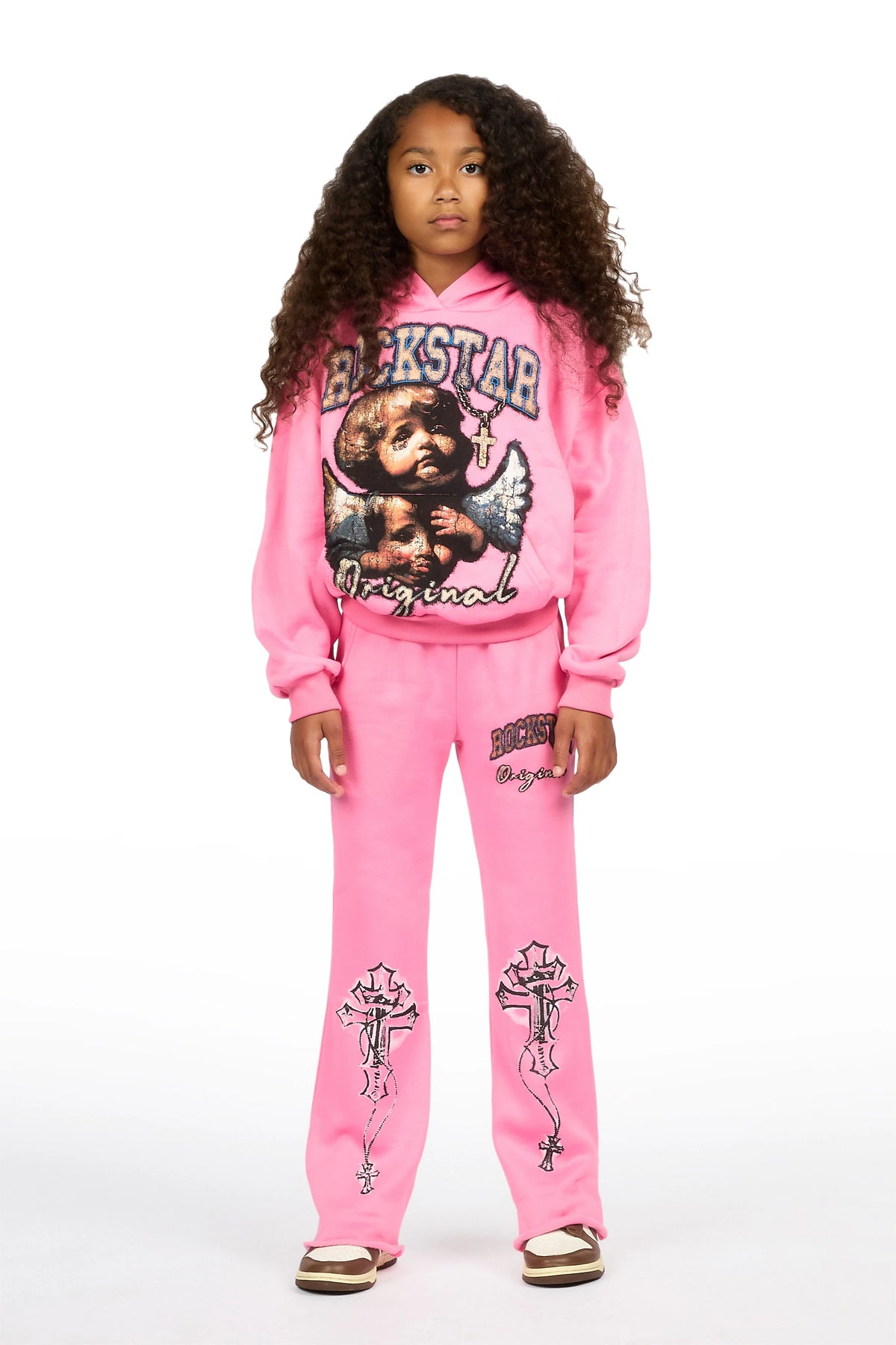 Girls Jovala Bubblegum Hoodie/Stacked Flare Track Set