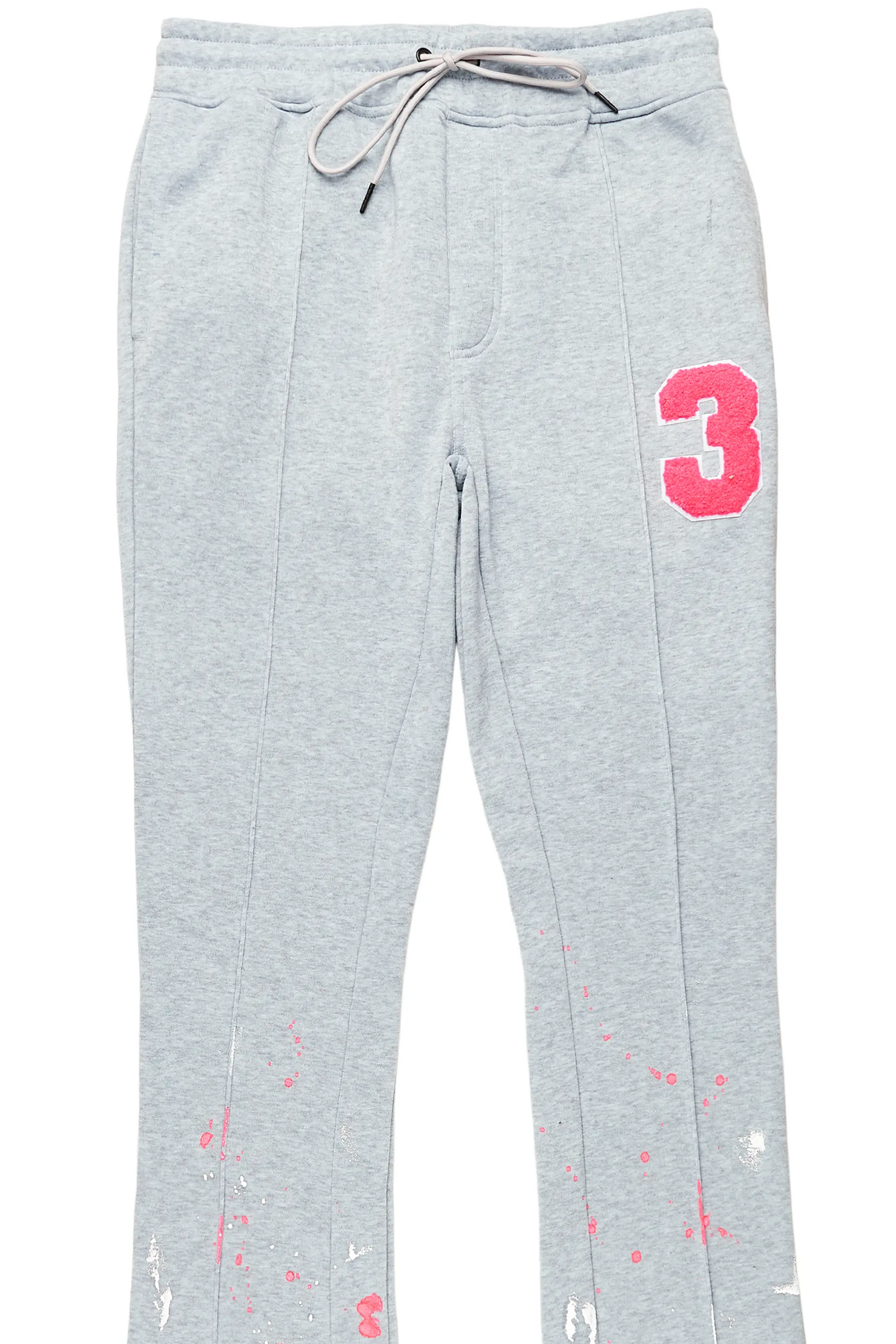 Luis Heather Grey Patchwork Stacked Flare Pants