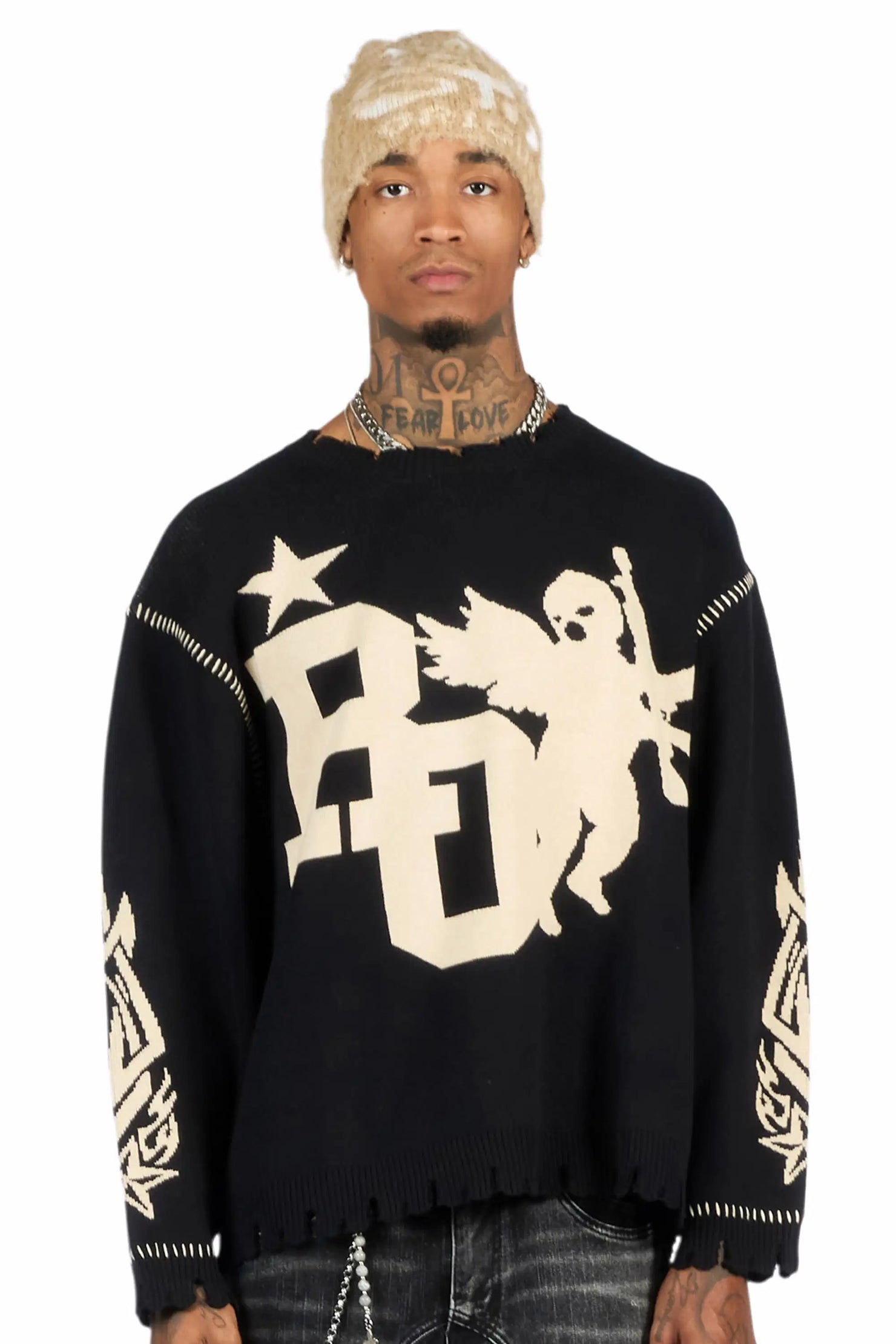 Pluton Black Knit Sweater
