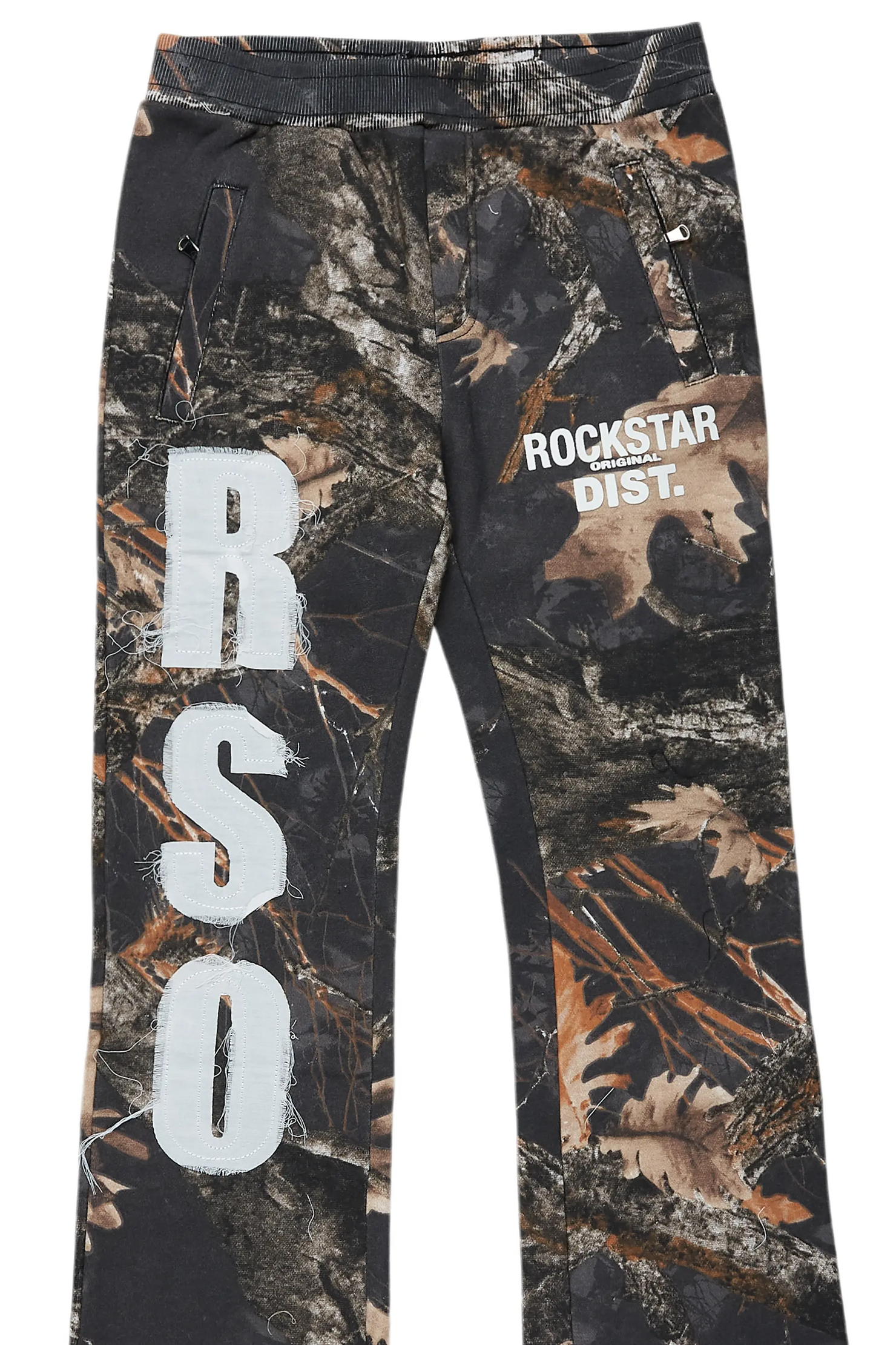 Boys Bansi Black Tree Camo Stacked Trackpant
