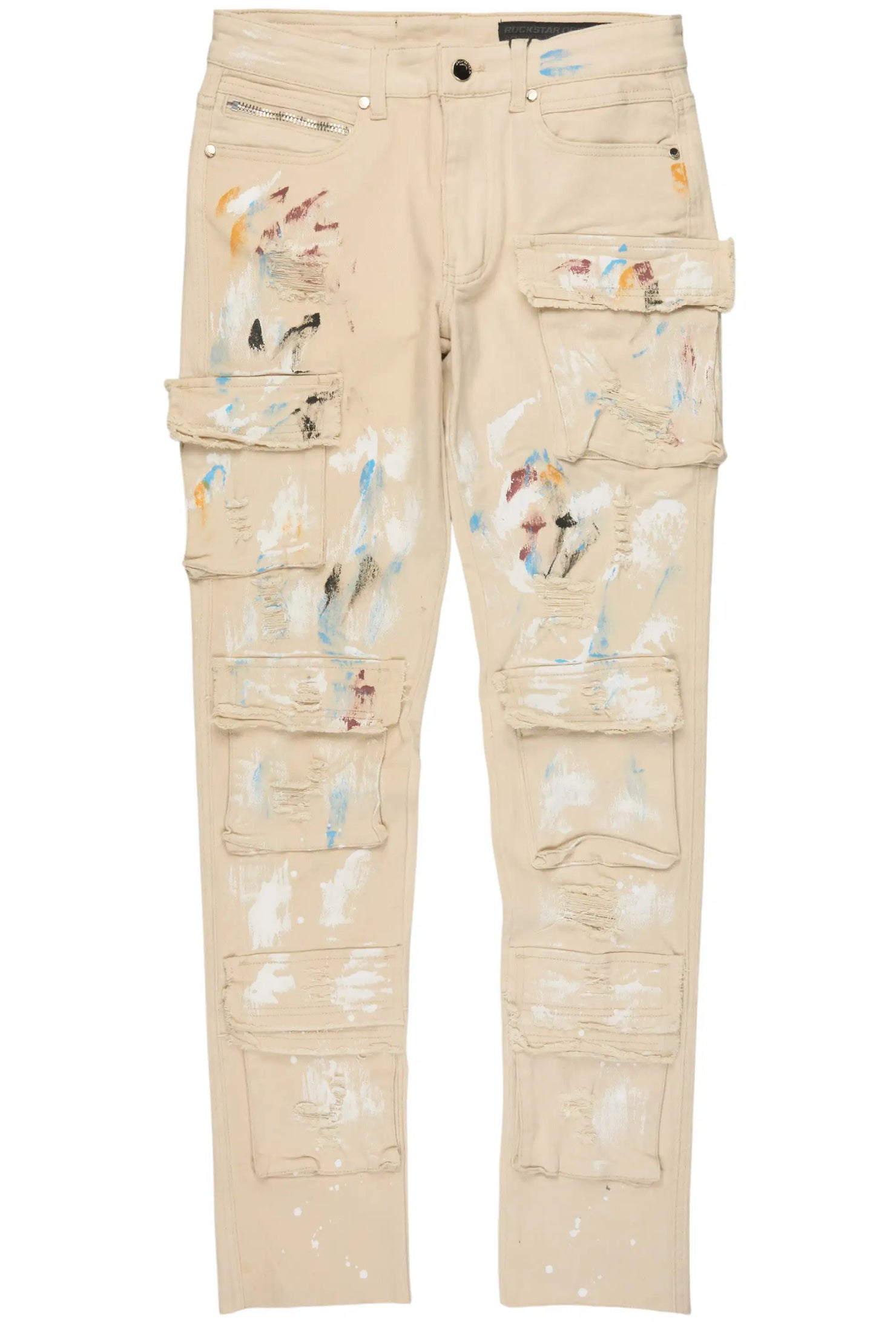 Orien Beige Painter Skinny Fit Jean