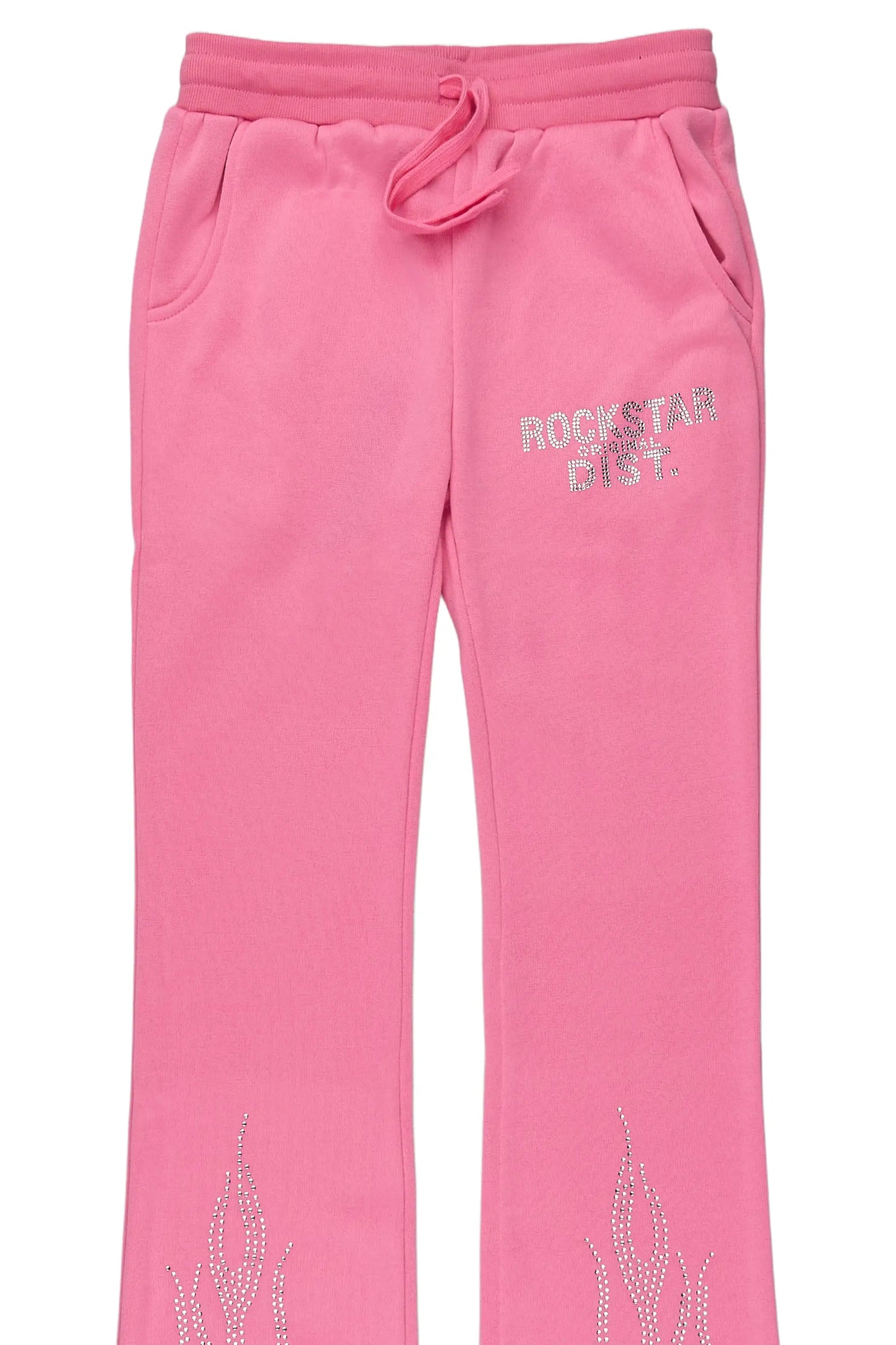 Girls Anastesia Pink Rhinestone Stacked Track Pant