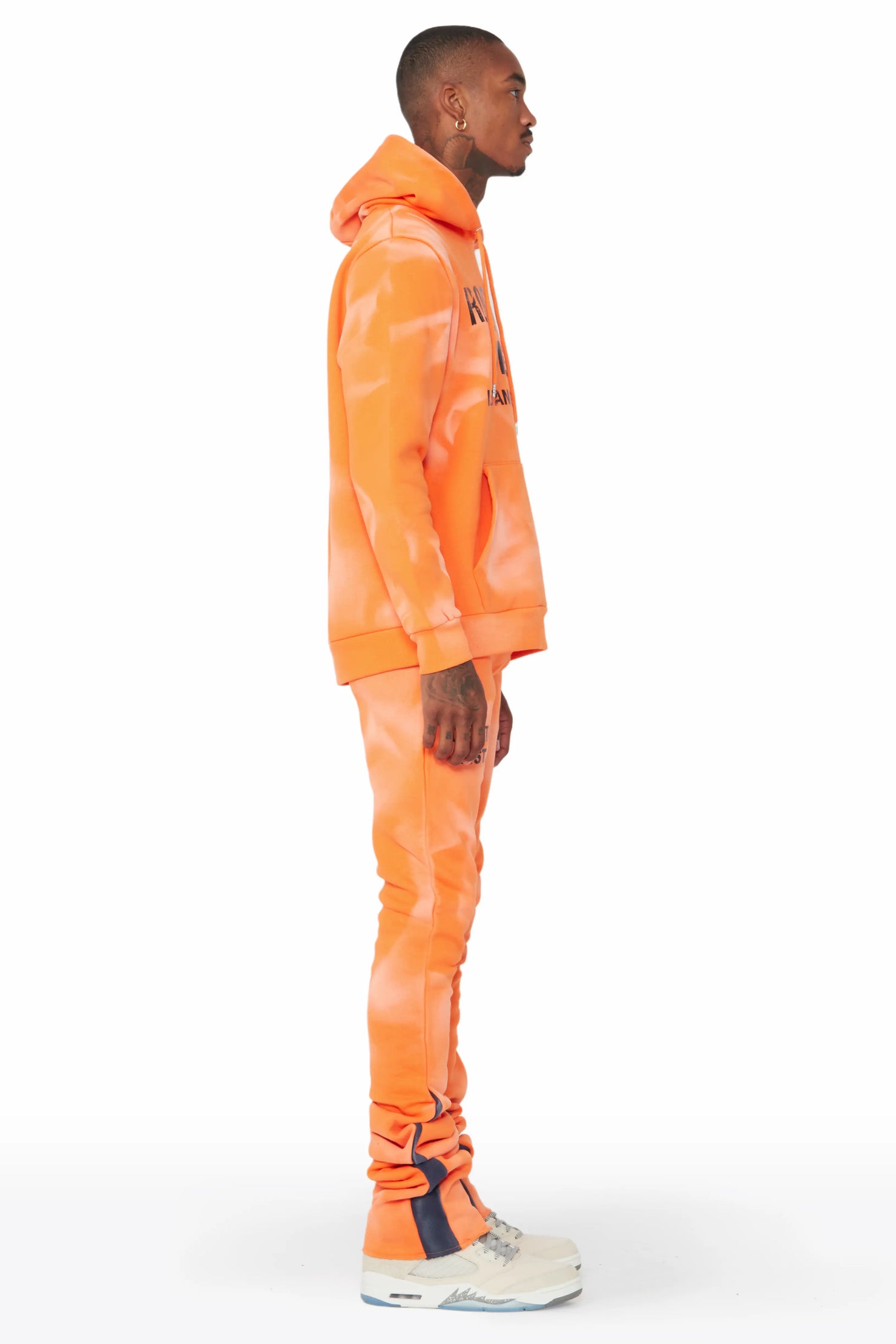 Nelly Orange Hoodie/Super Stacked Flare Pant Set