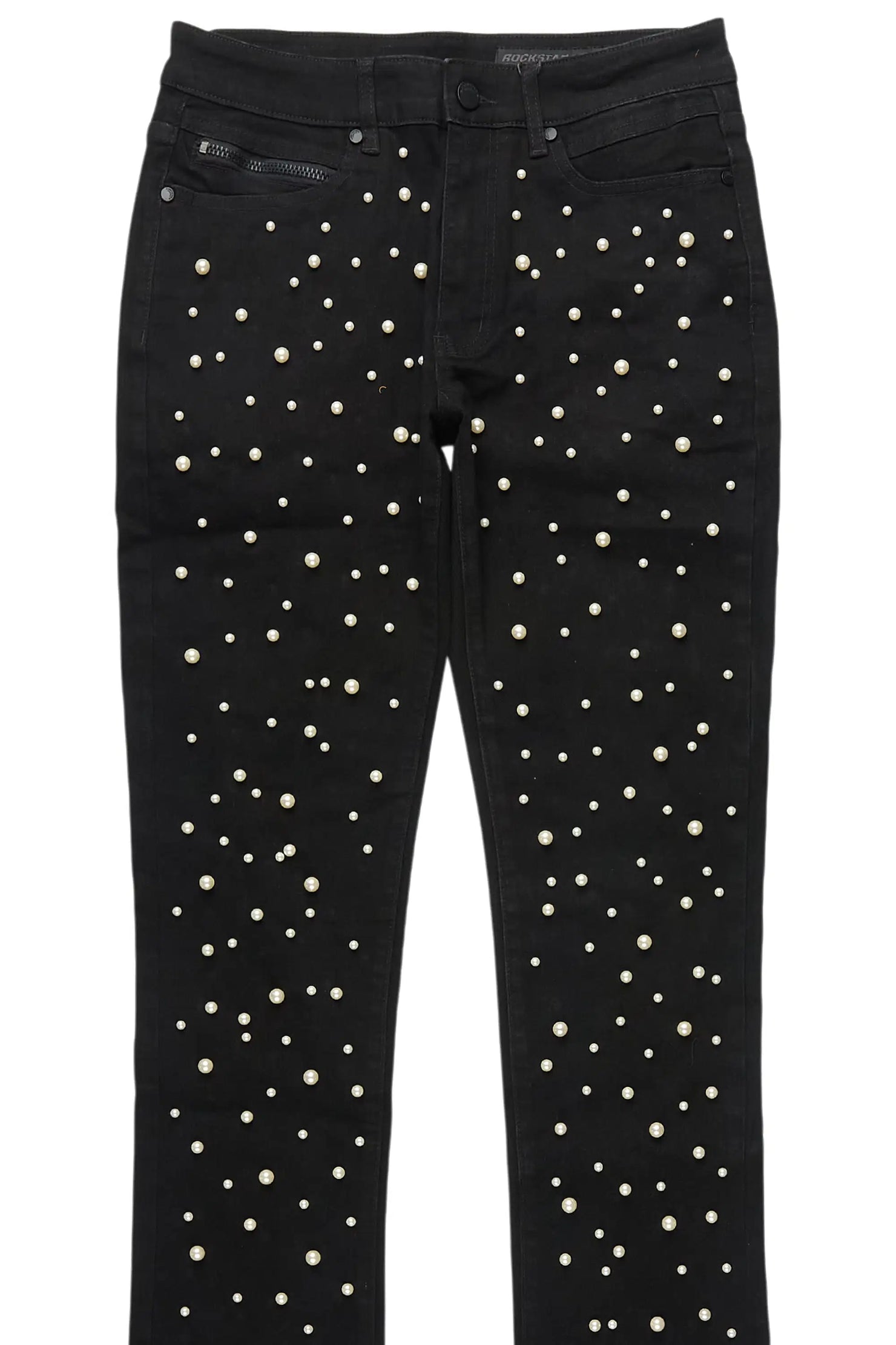 Phreal Jet Black Rhinestone Stacked Flare Jean