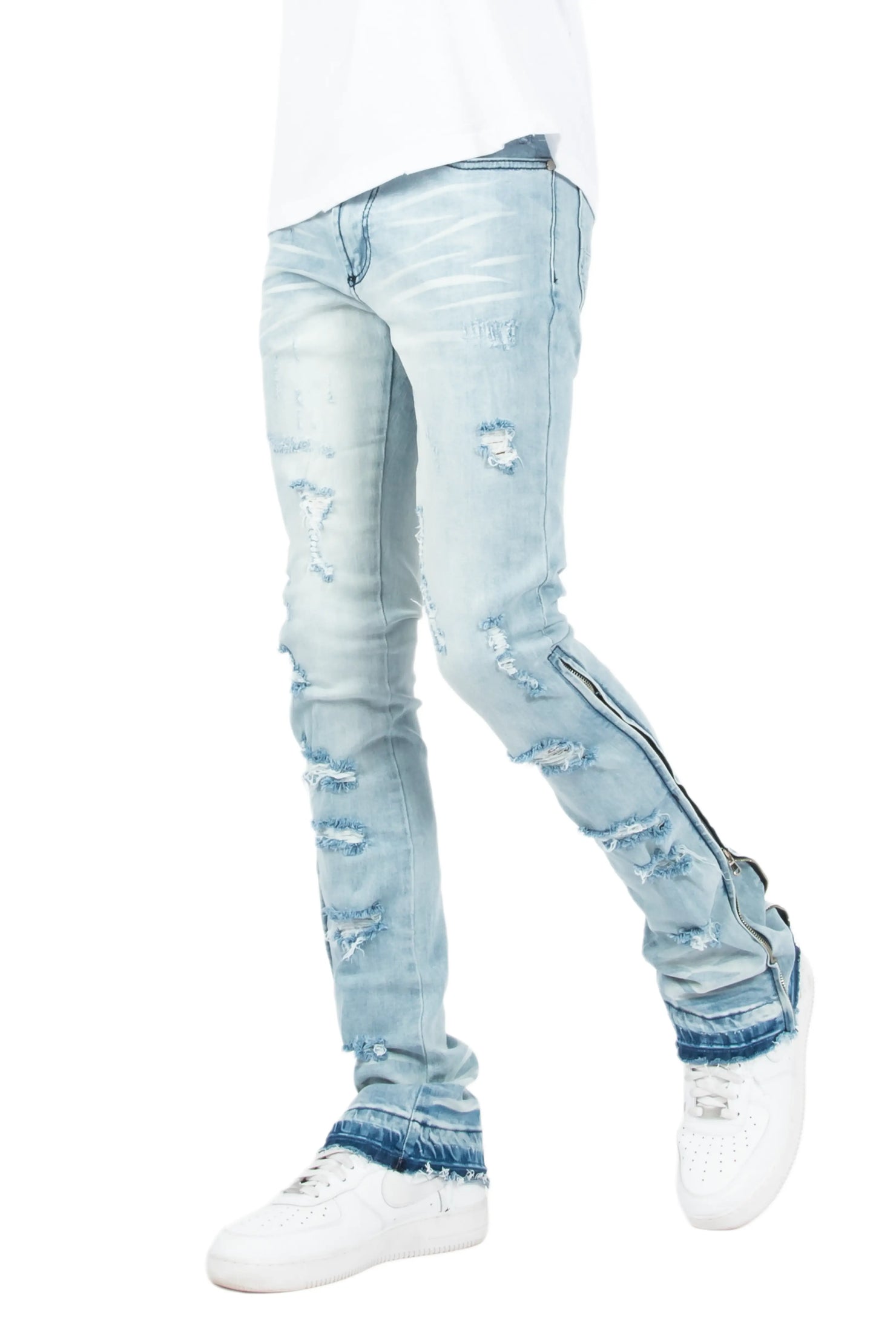 Aesal Blue Stacked Flare Jean