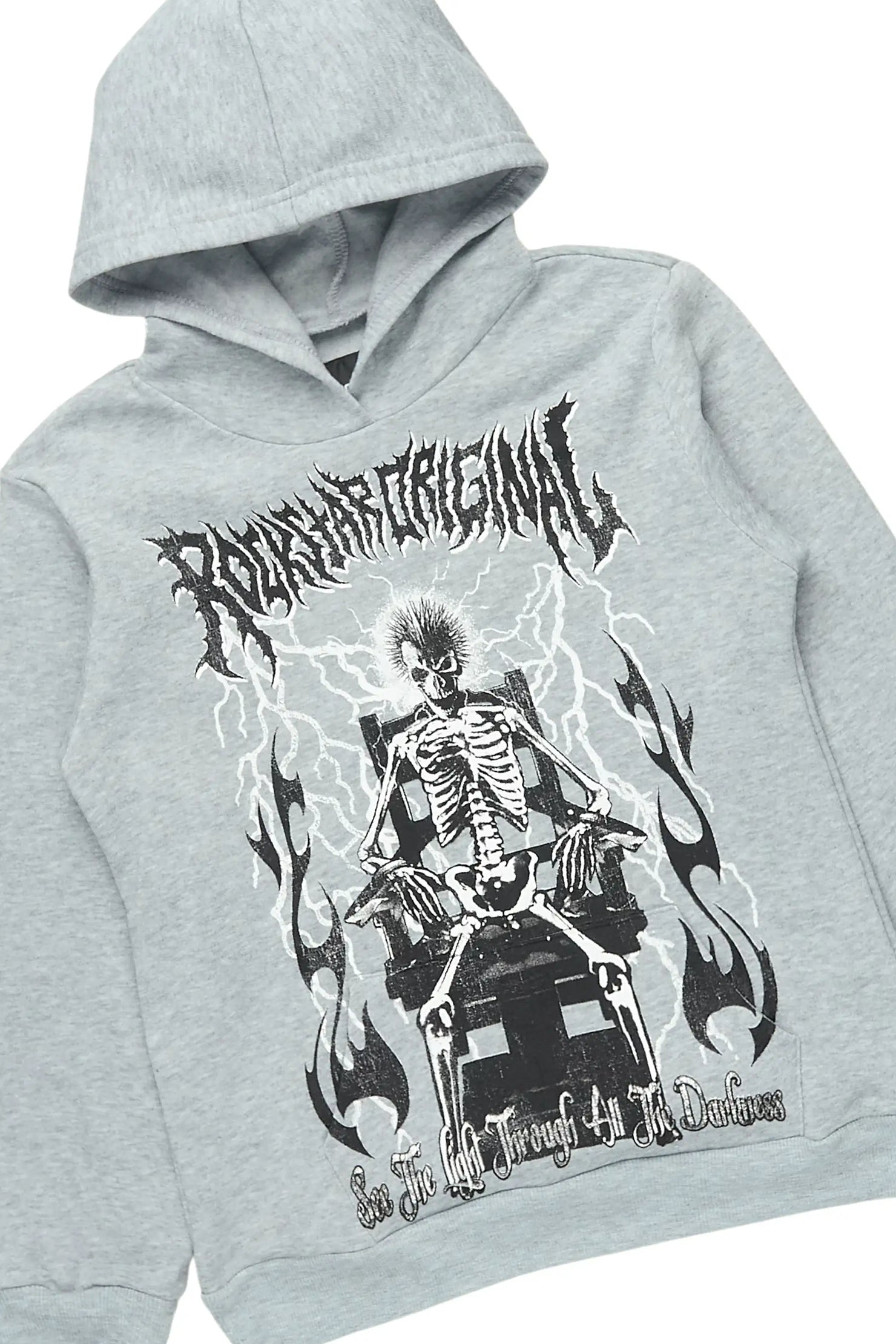 Boys Dethrown Grey Hoodie/Stacked Flare Track Set