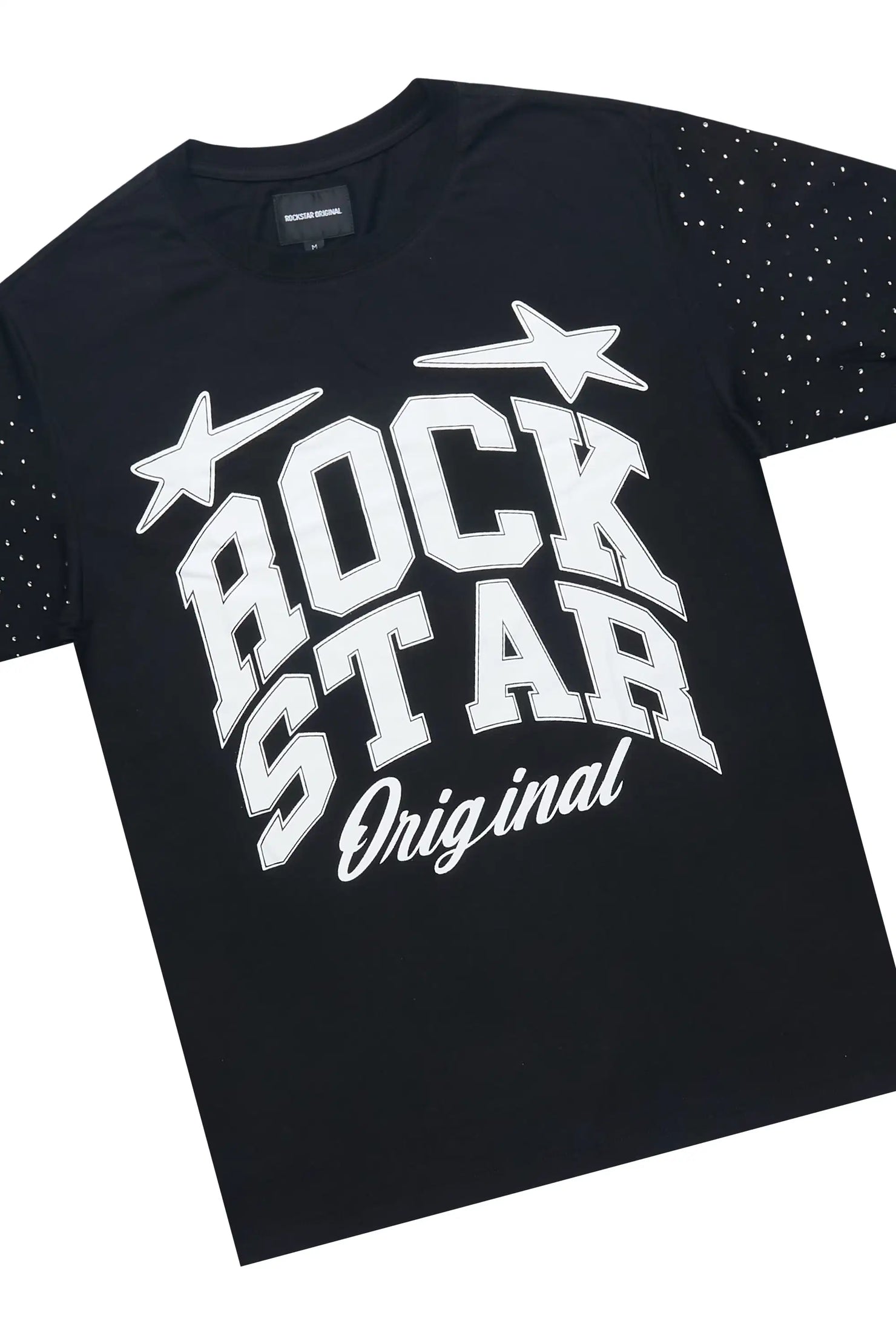 Flaveya Black Rhinestone T-Shirt Short Set