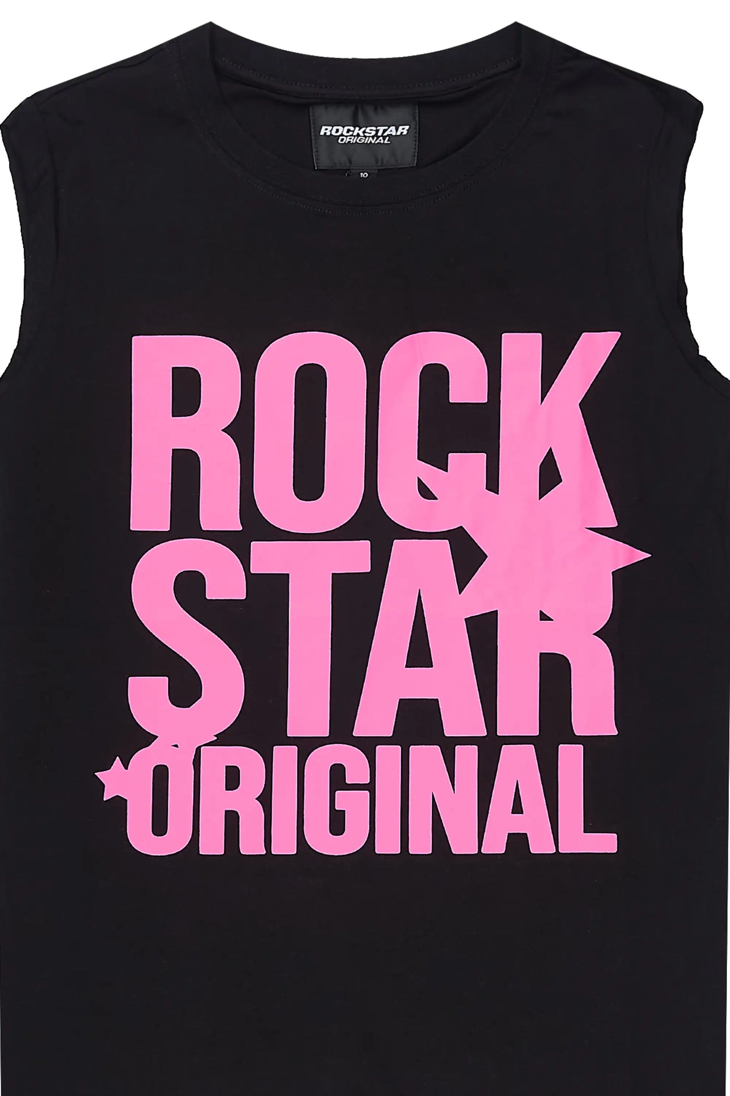 Girls Sechora Black/Pink Cut Off Graphic T-Shirt