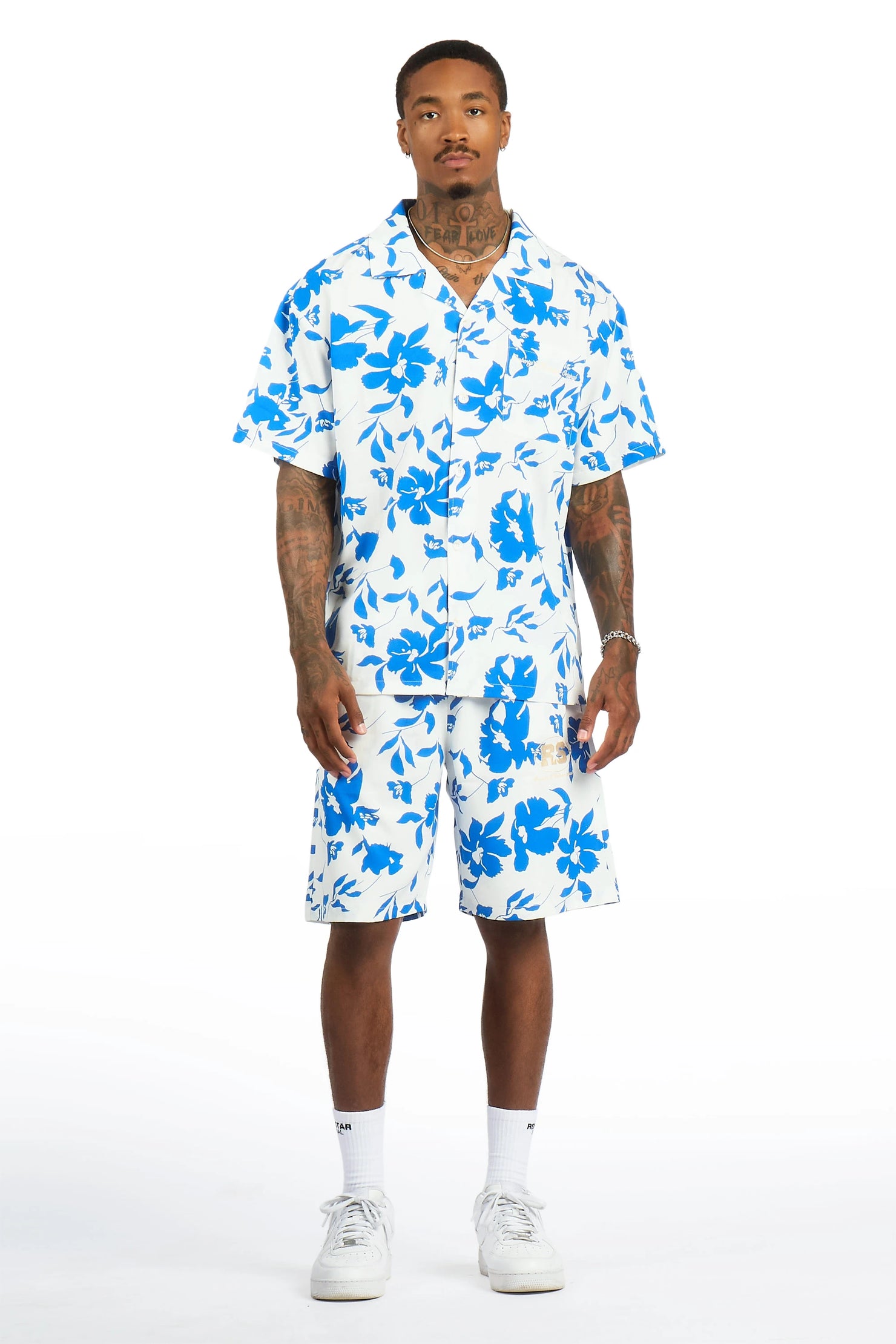 Puka Light Blue Button Down Shirt/Short Set