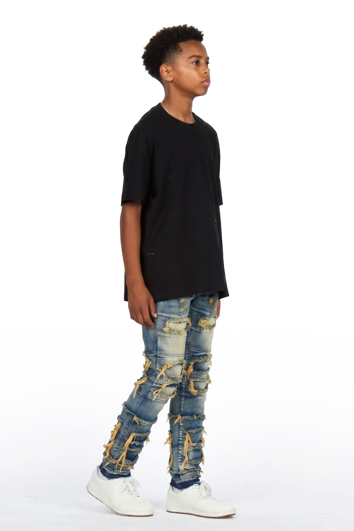 Boys Vasco Dark Tint Frayed Slim Jean