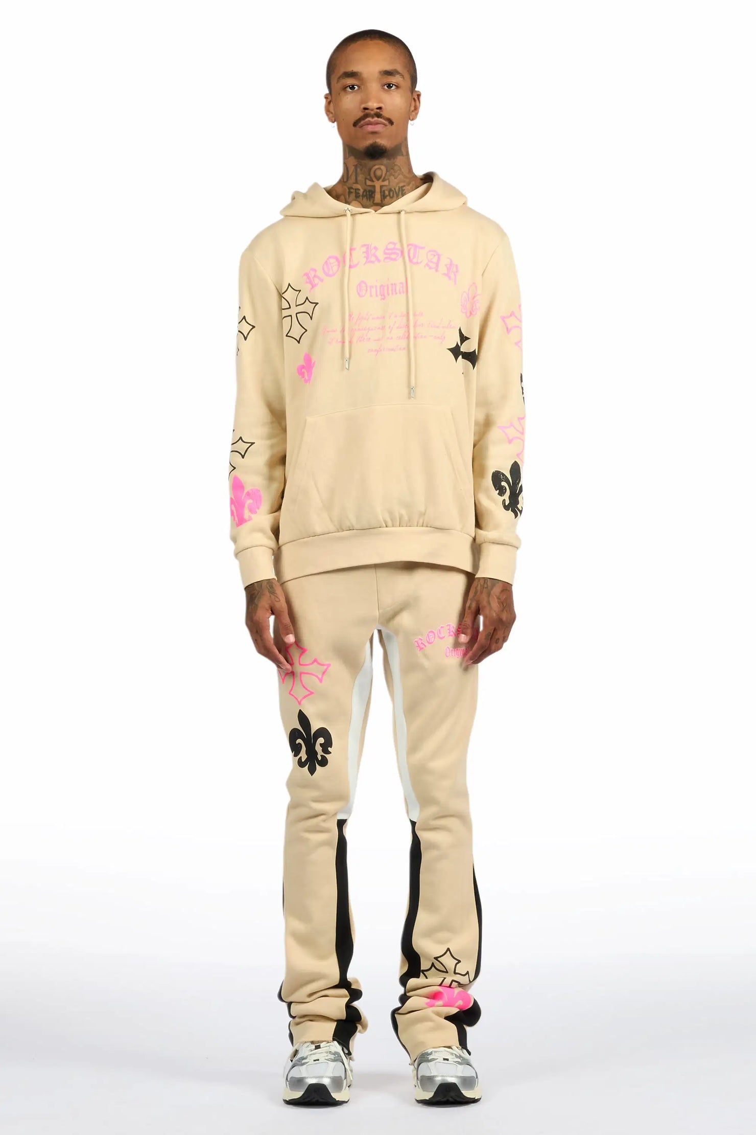 Tieran Beige/Multi Hoodie/Stacked Flare Track Set