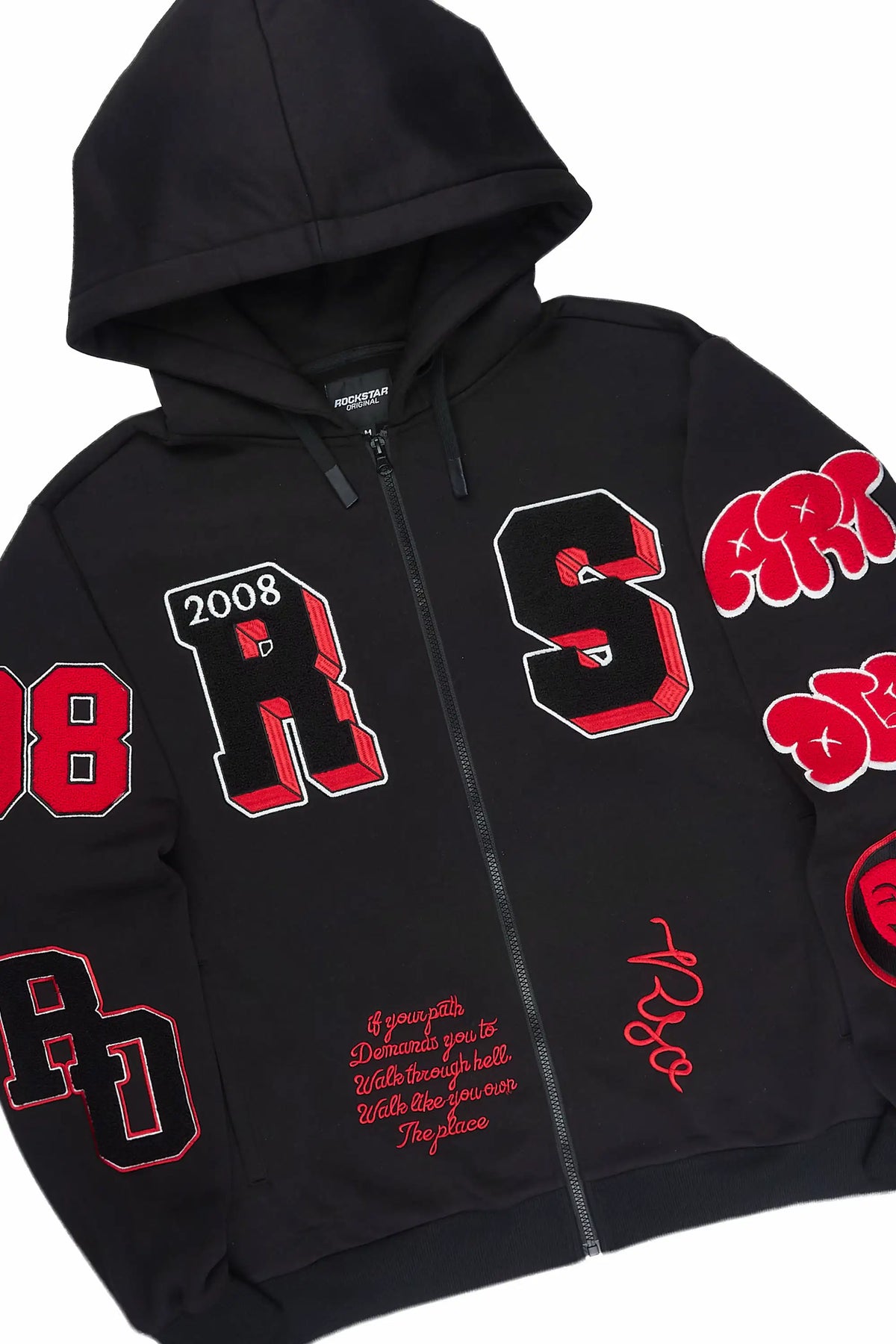 Leslaw Black/Red Zip Up Hoodie Stacked Track Set