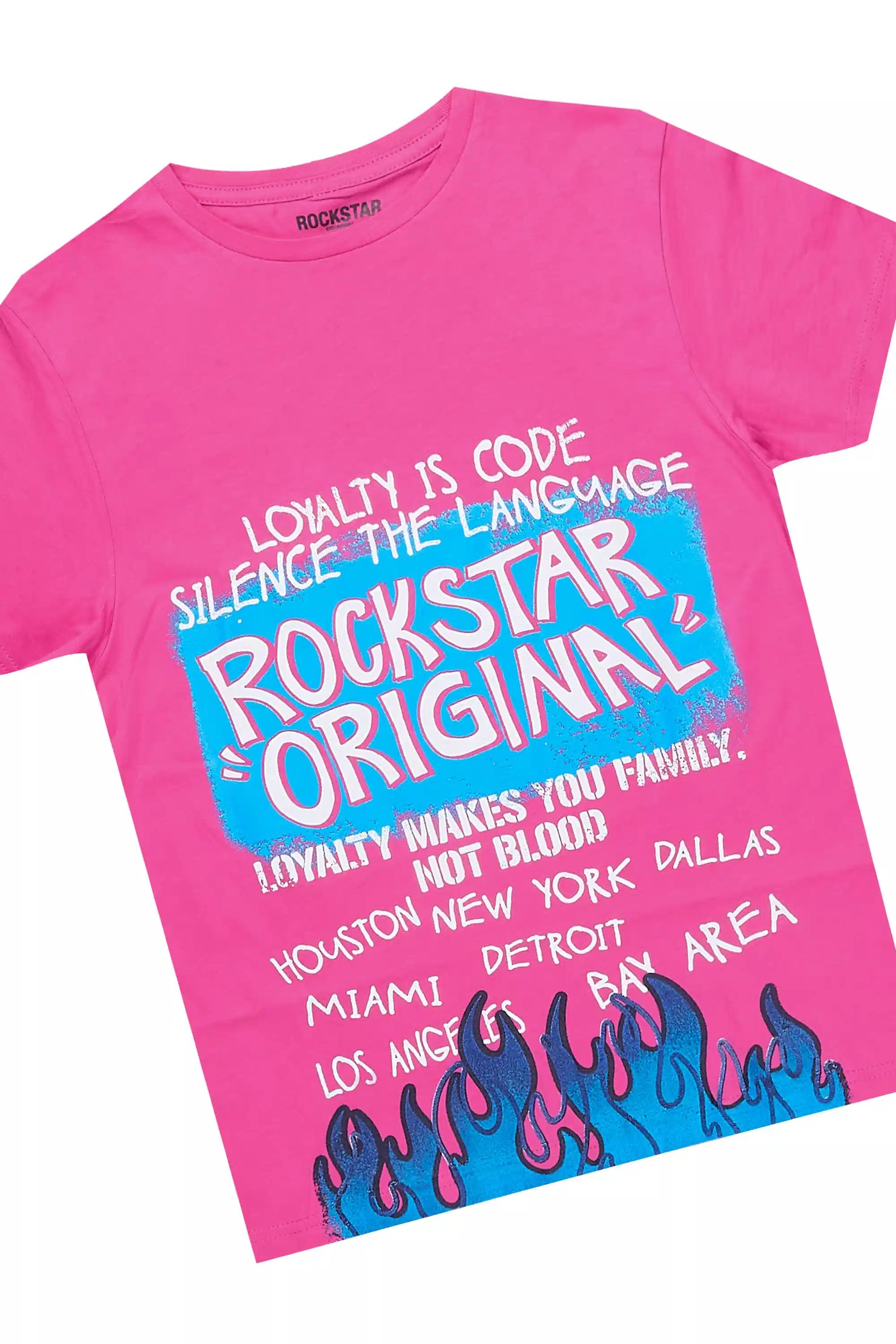 Girls Kammy Hot Pink T-Shirt/Denim Short Set