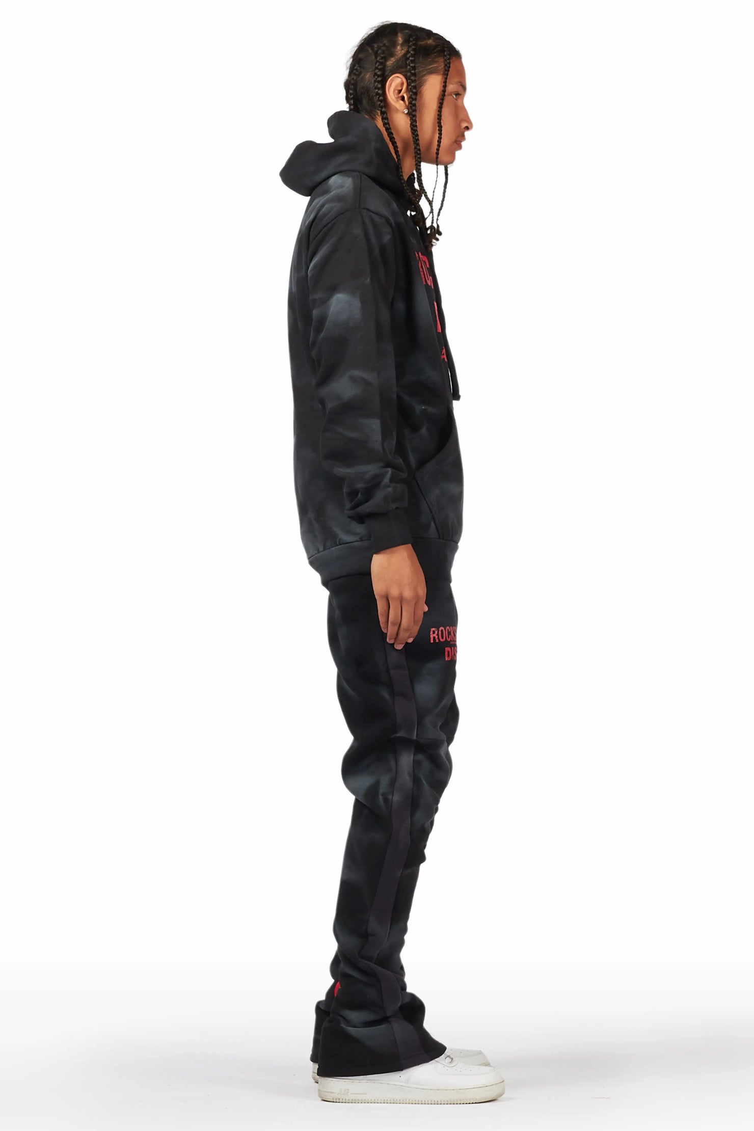 Nelly Black/Red Hoodie Stacked Flare Pant Set