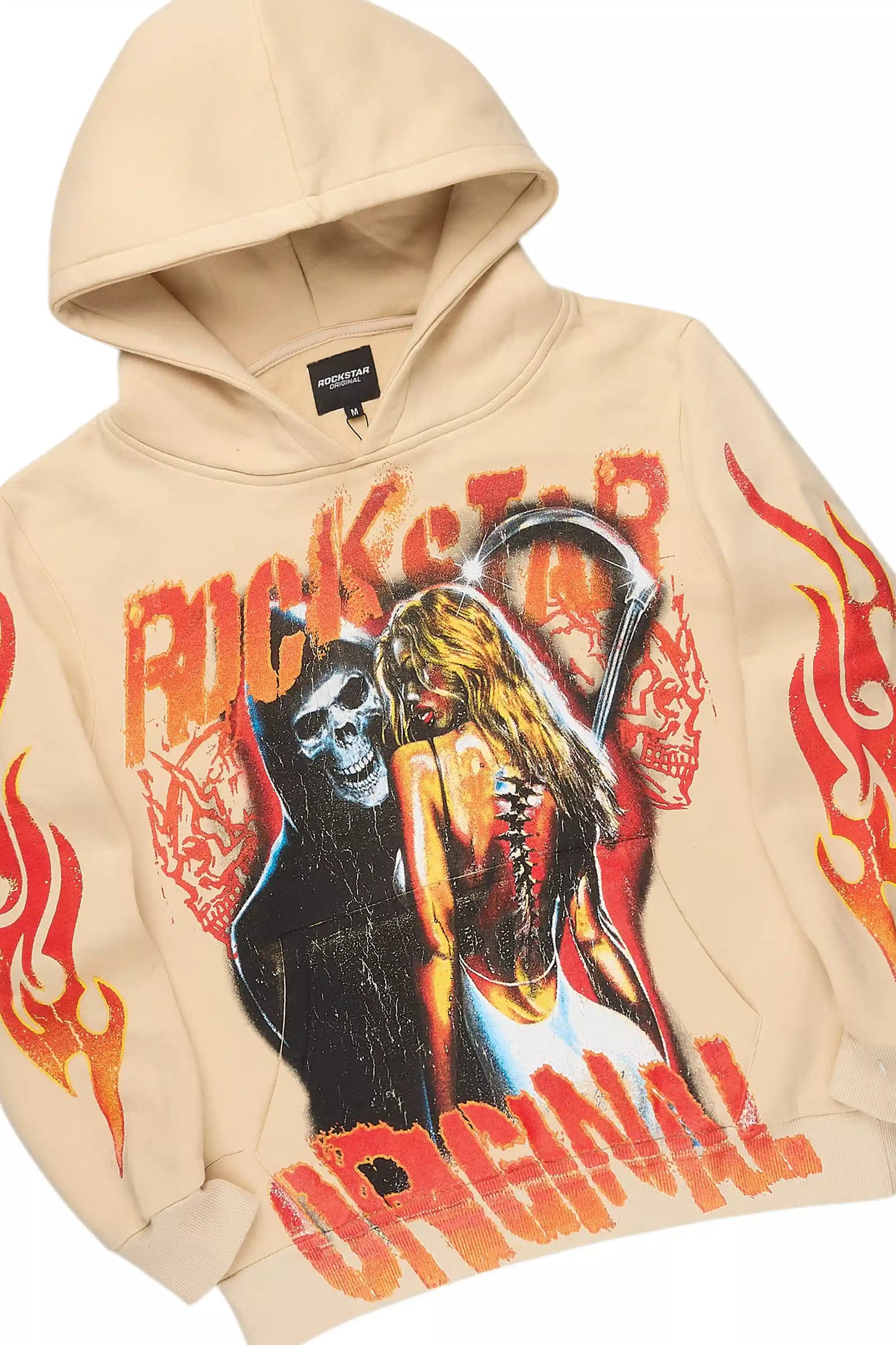 Zo Beige/Red Hoodie/Super Stacked Track Set